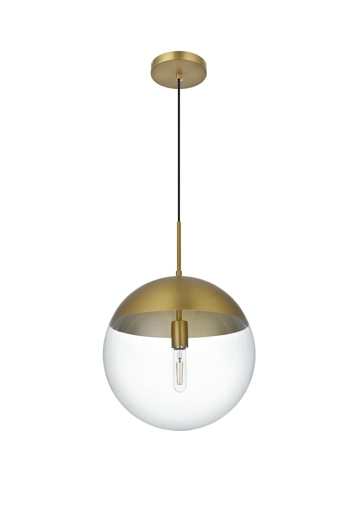 Living District Eclipse 1-Light Metal Pendant in Black and Clear