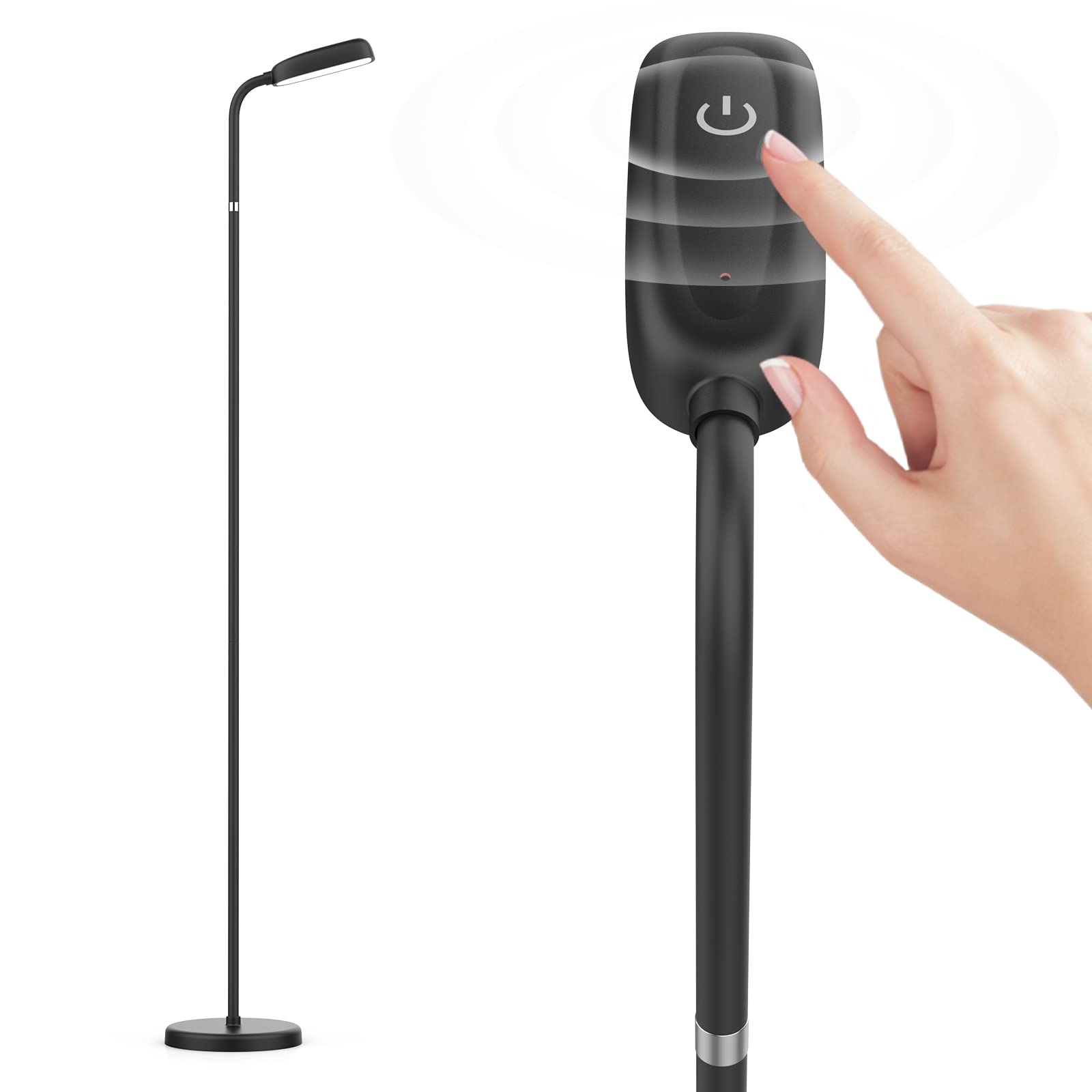 Yuwldd Cordless Floor Lamp  Rechargeable Battery Portable Floor Lamp For Living Room  Battery Operated Lamp  Touch Control For Reading Camping  3 Color Temperatures Emergency Lighting(Black)