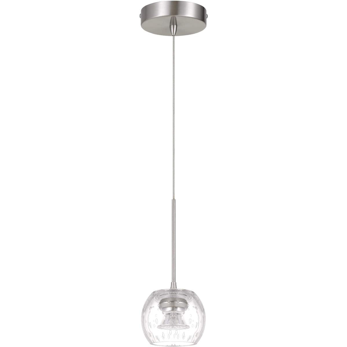 Cal Lighting UP-1123 Transitional LED Pendant from Ithaca Collection in Pewter, Nickel, Silver Finish, 4.50 inches