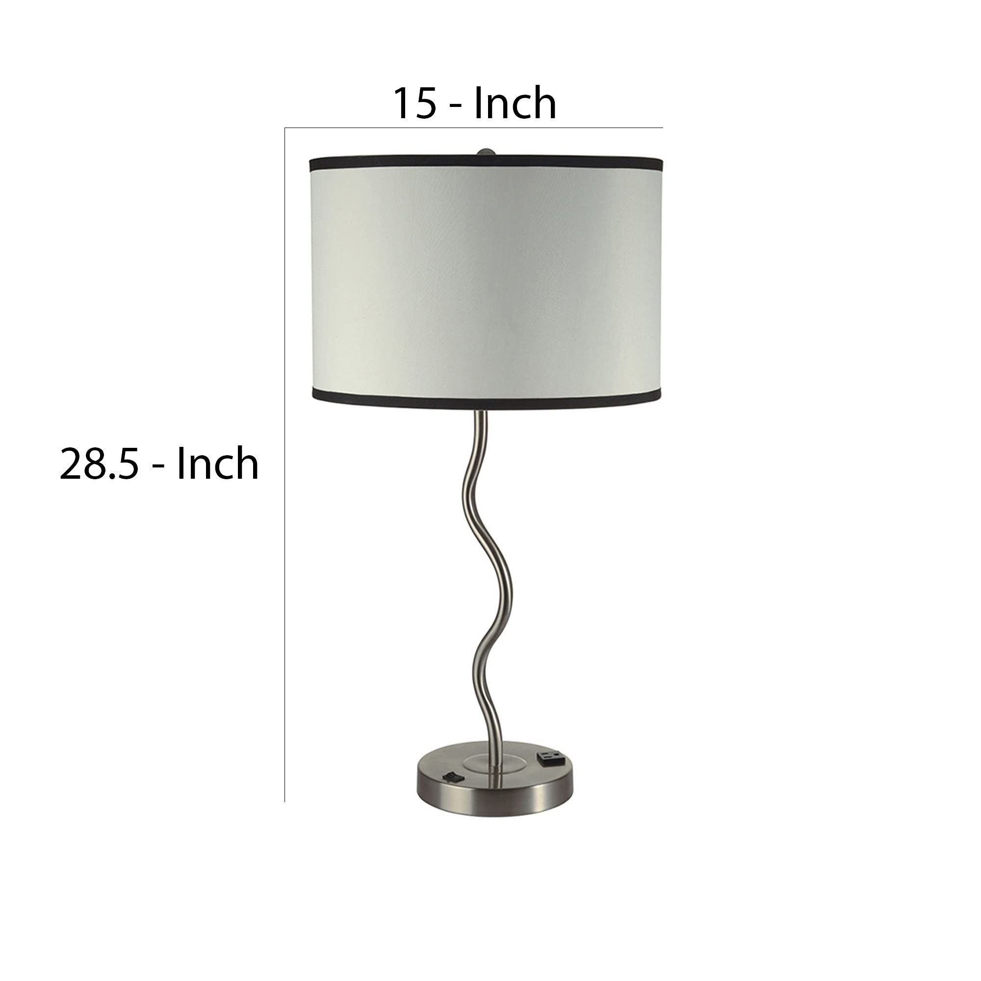 Benzara Bm240916 Table Lamp With Curved Tubular Body & Round Base, Silver