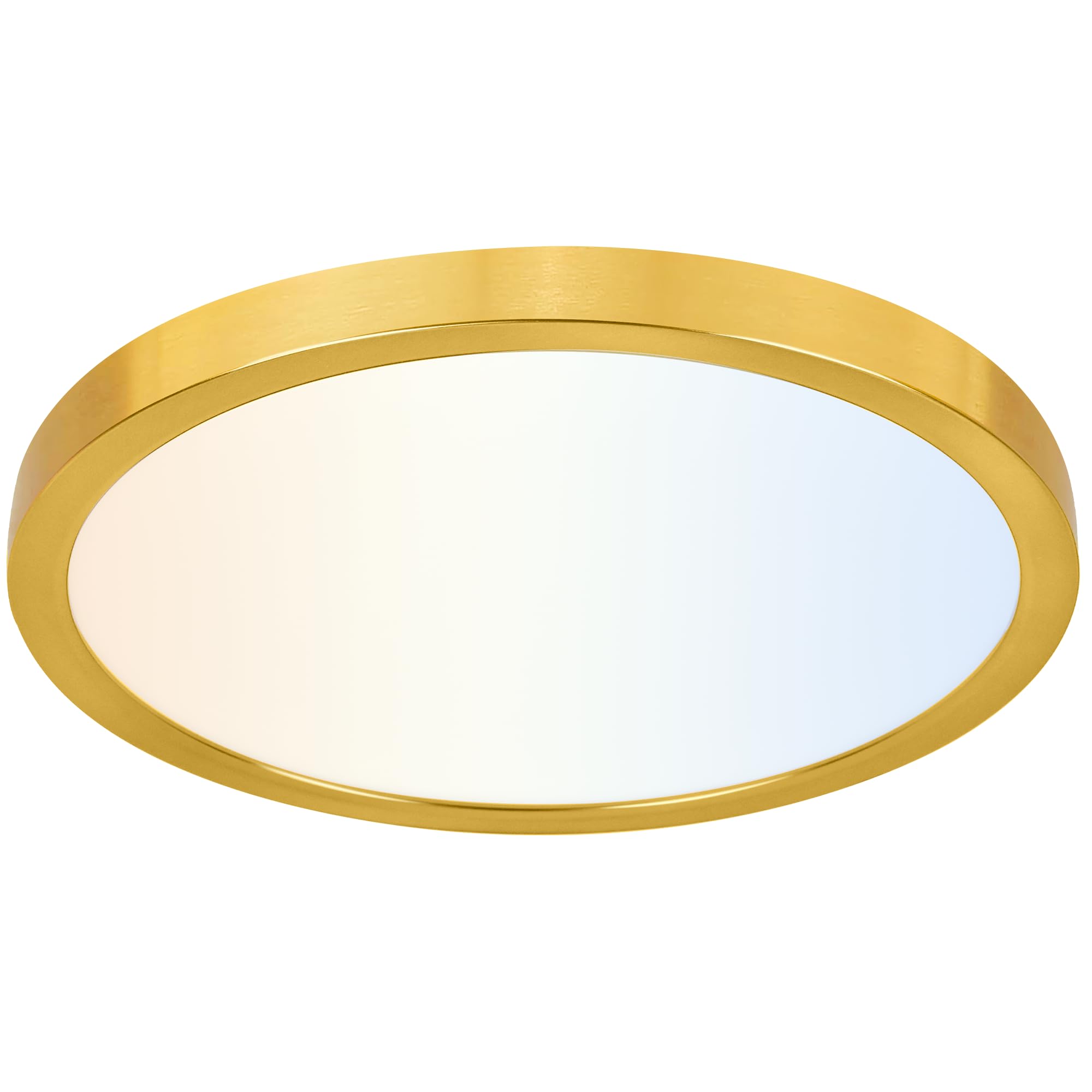 hykolity LED Round Flat Panel Light, 12 Inch, 24W, Selectable CCT 3000K/4000K/5000K, Edge-Lit, Gold,