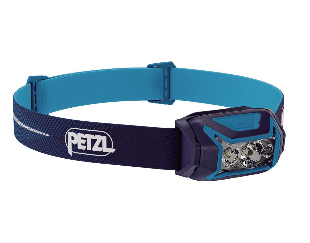 PETZL ACTIK CORE Headlamp - Powerful, Rechargeable 650 Lumen Light with Red Lighting for Hiking, Climbing, and Camping - Blue