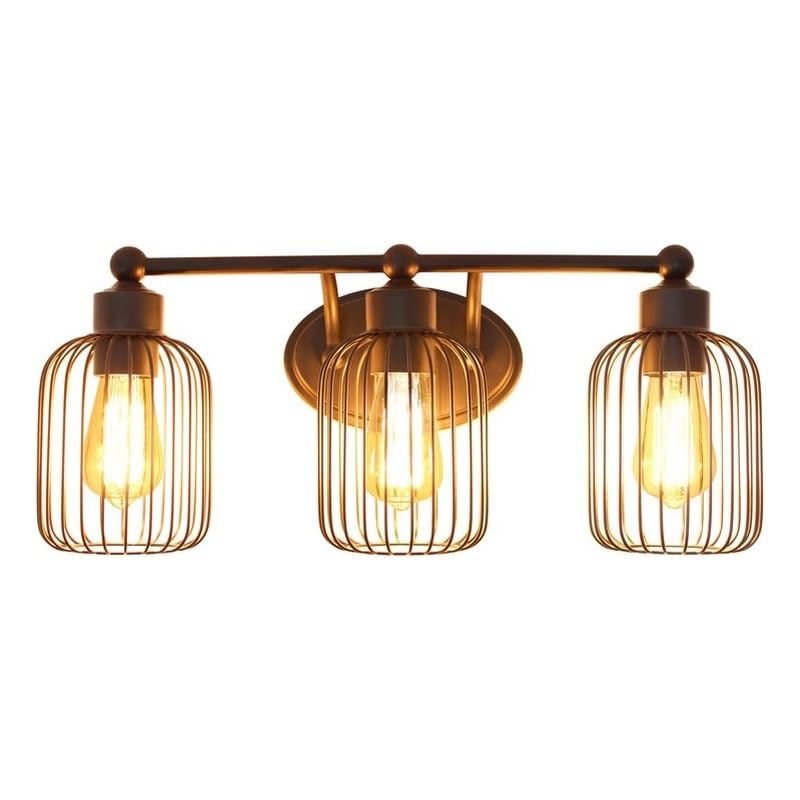 All The Rages Ironhouse 3-Light Vanity Fixture Metal & Glass Black/Clear LHV-1013-BK