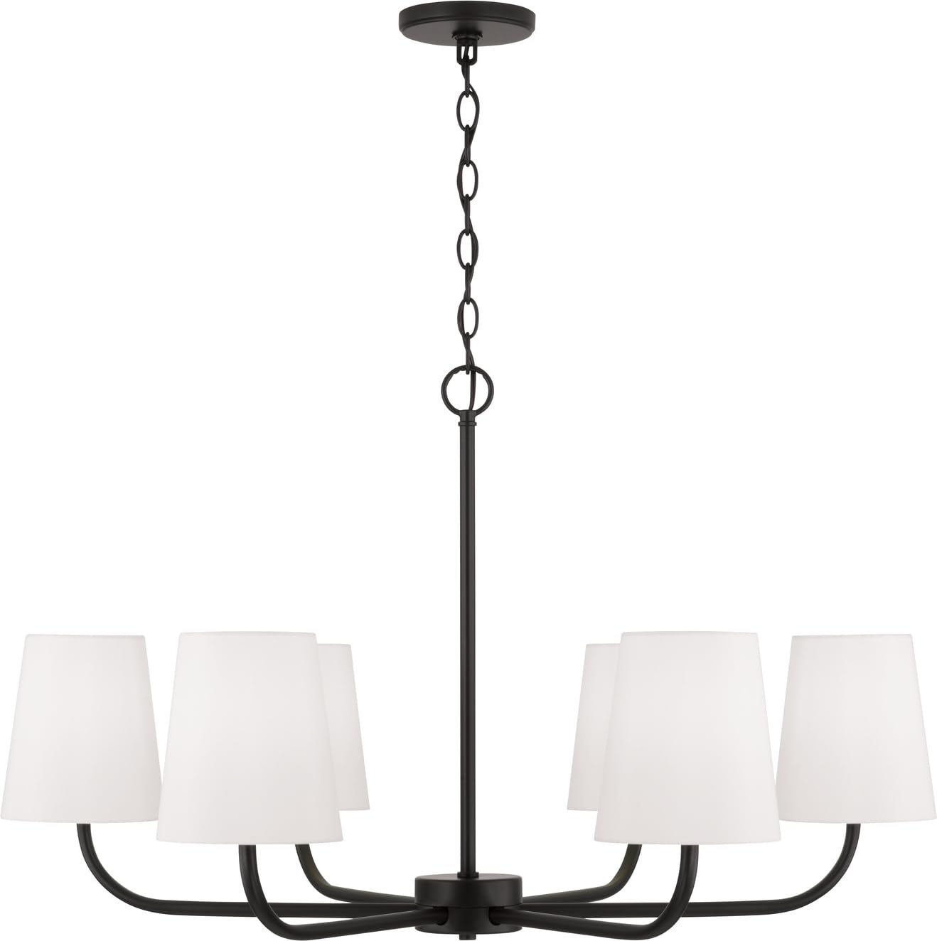 Capital Lighting 449462MB-706 Brody Transitional Medium White Fabric Chandelier, 6-Light 360 Total Watts, 21 H x 35 W, Matte Bla