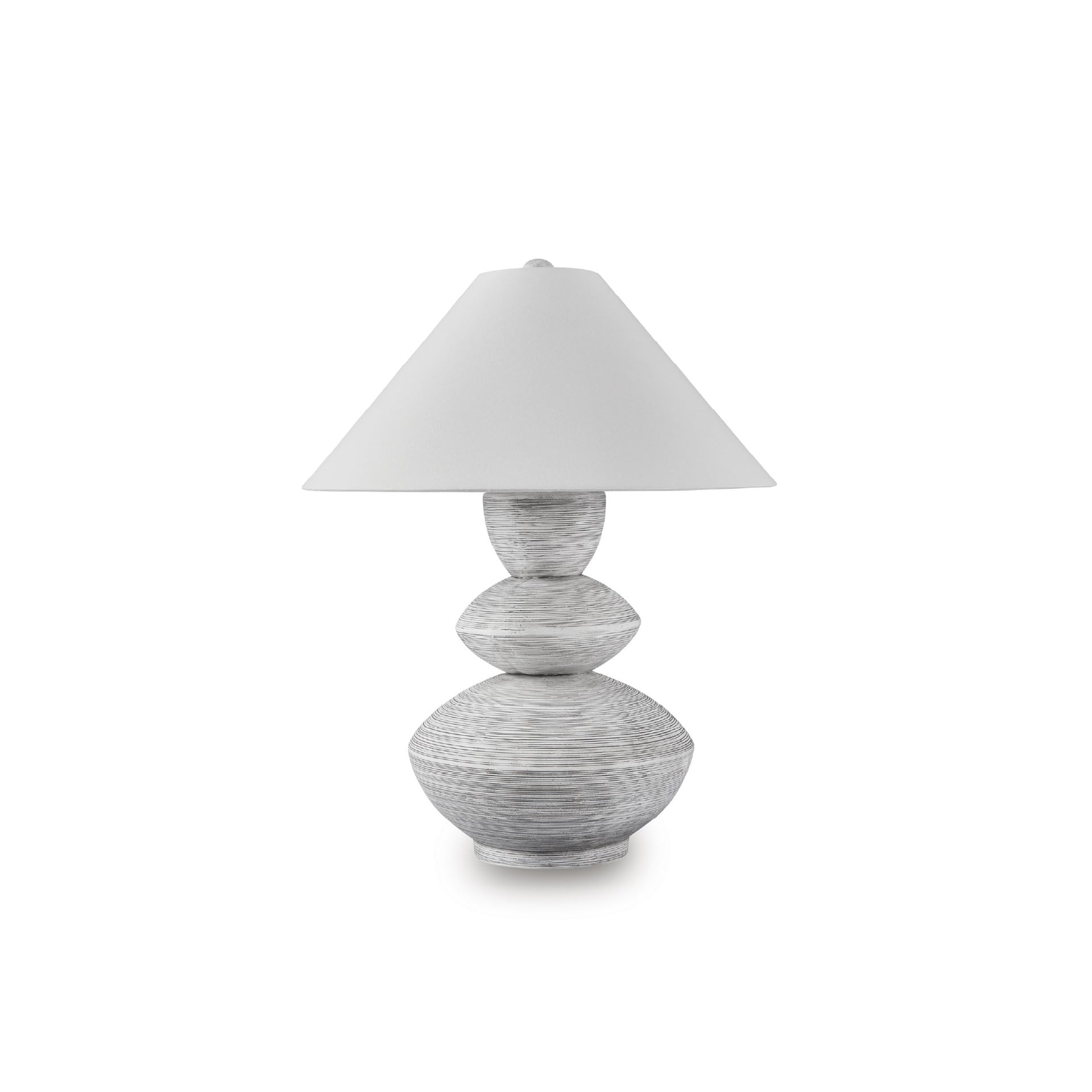 Signature Design by Ashley Brickdon Minimalist Polyresin Table Lamp with On/Off Switch, Light Gray & White