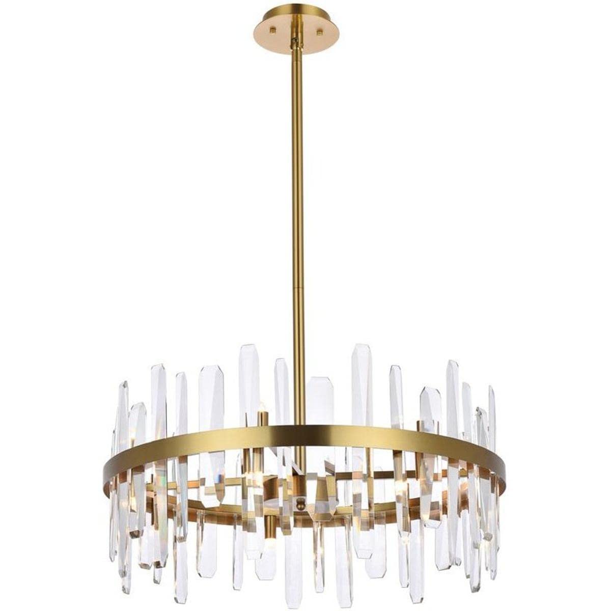 Elegant Lighting Modern Bright Home Decorative Serena 25 Inch Crystal Round Pendant - Satin Gold