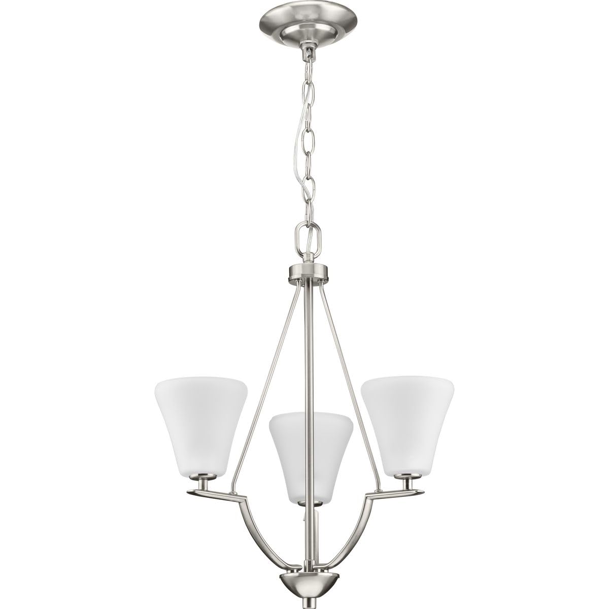 Bravo Collection 3-Light Brushed Nickel Etched Glass Modern Chandelier Light