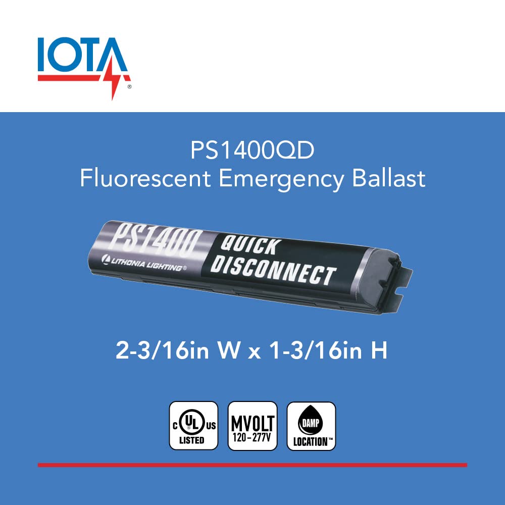 Lithonia Lighting Emergency Ballast Ps1400Qd Mvolt, 1400 Lumens, Black, Thermoplastic & Metal, 120-227 Volts, Quick Disconnect