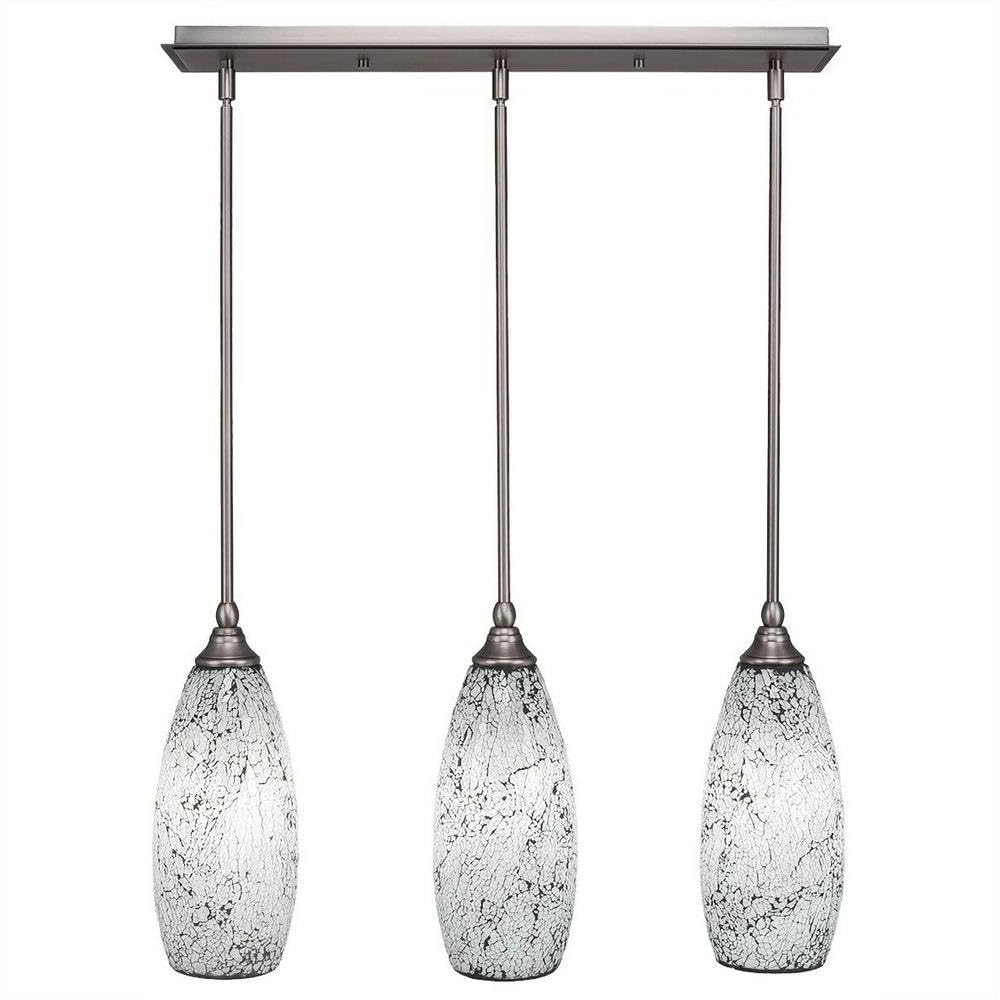 Toltec Lighting 25-Bn-416 3 Light Multi-Light Mini Hang Straight Swivel Pendant With Gold Fusion Glass, 5.5&quot;, Brushed Nickel