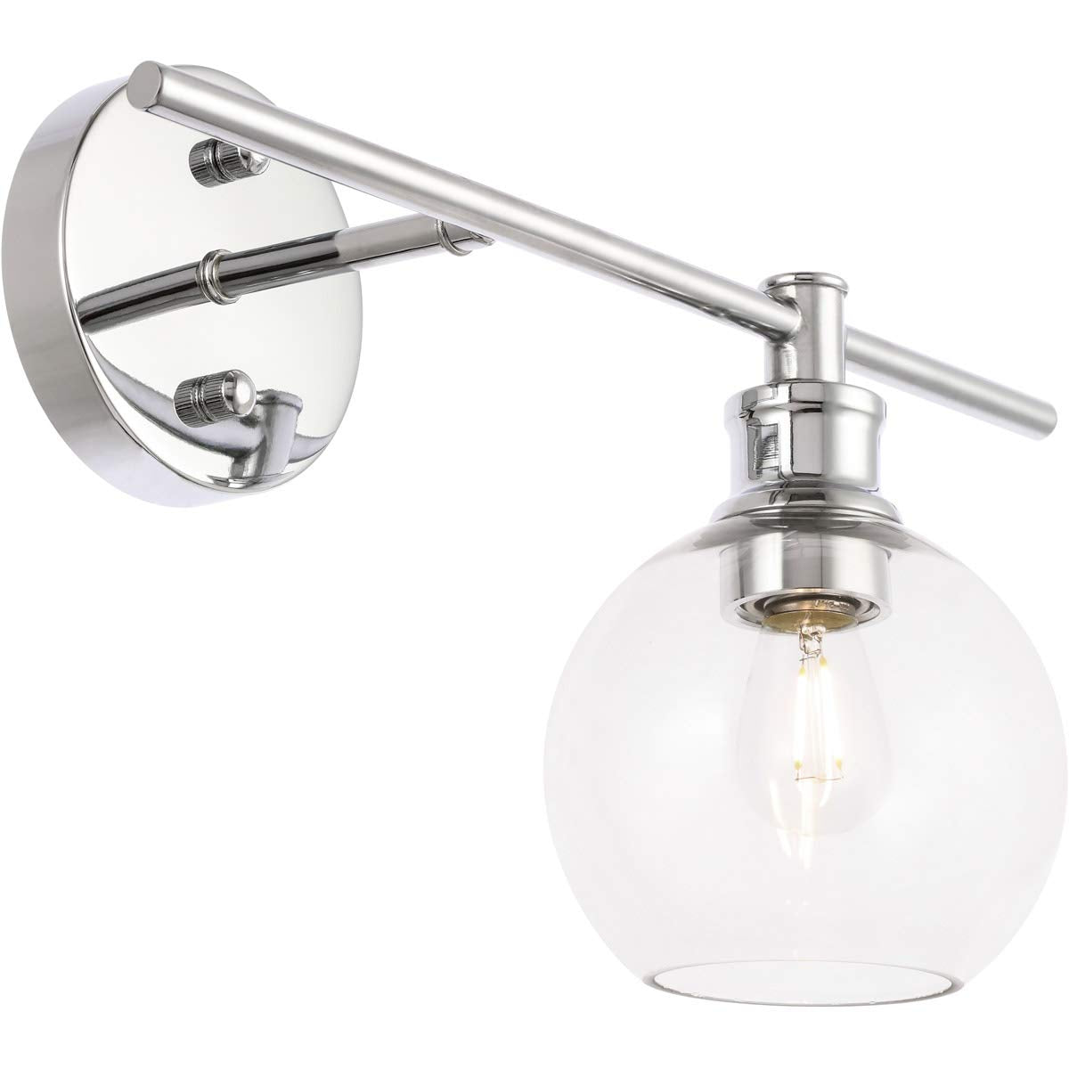 Living District Collier 1 Light Chrome And Clear Glass Right Wall Sconce