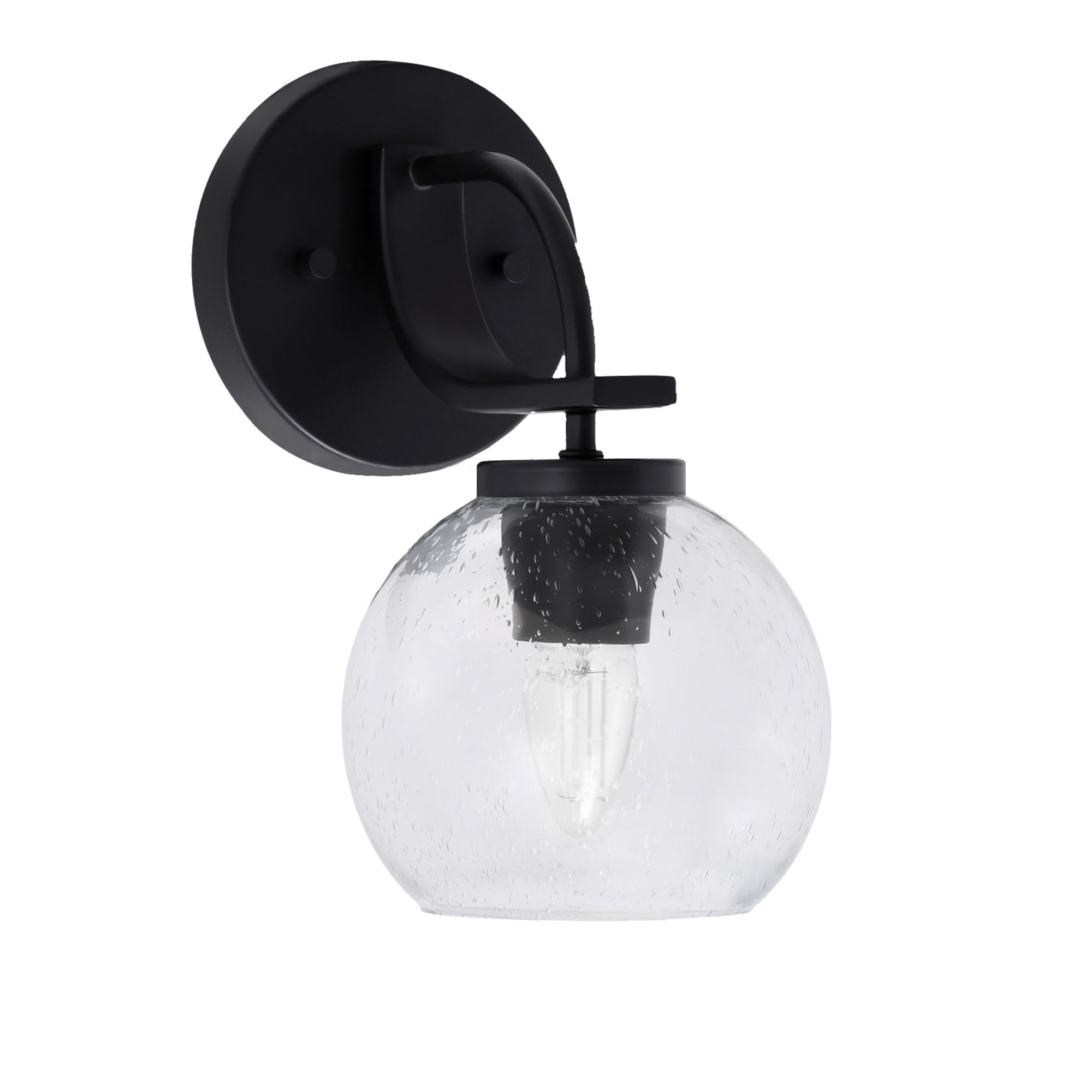 Cavella 1 Light Wall Sconce Shown In Matte Black Finish With 5.75" Clear Bubble Glass