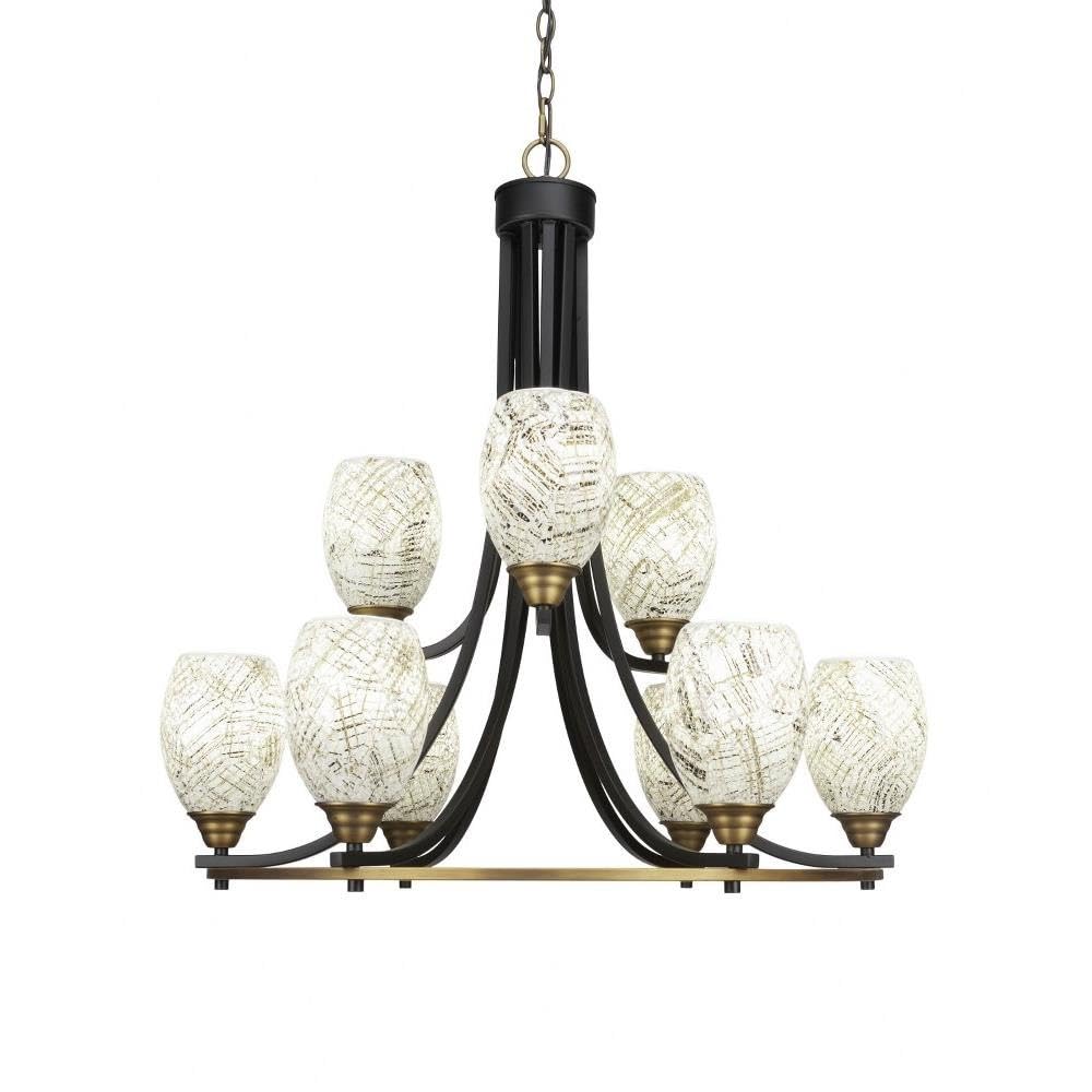 Toltec Lighting Paramount 9 Light Chandelier in Matte Black & Brass (3409-MBBR-5054)