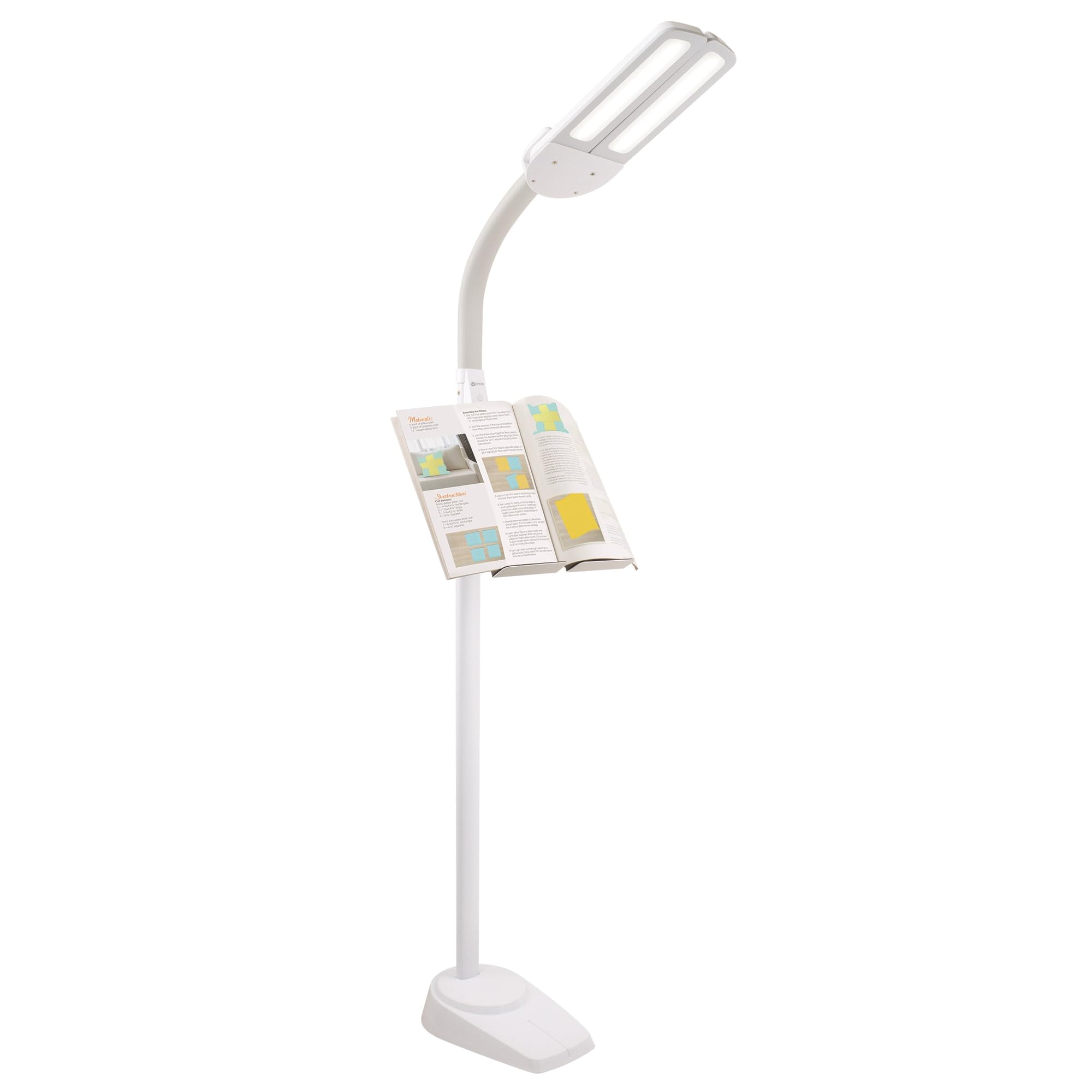 Ottlite Dual Shade Led Standing Floor Lamp With Adjustable Stand - Wide Range Of Illumination With Built-In 2.1A Usb Charging Port And Flexible Neck - 4 Brightness Settings For Reading & Studying