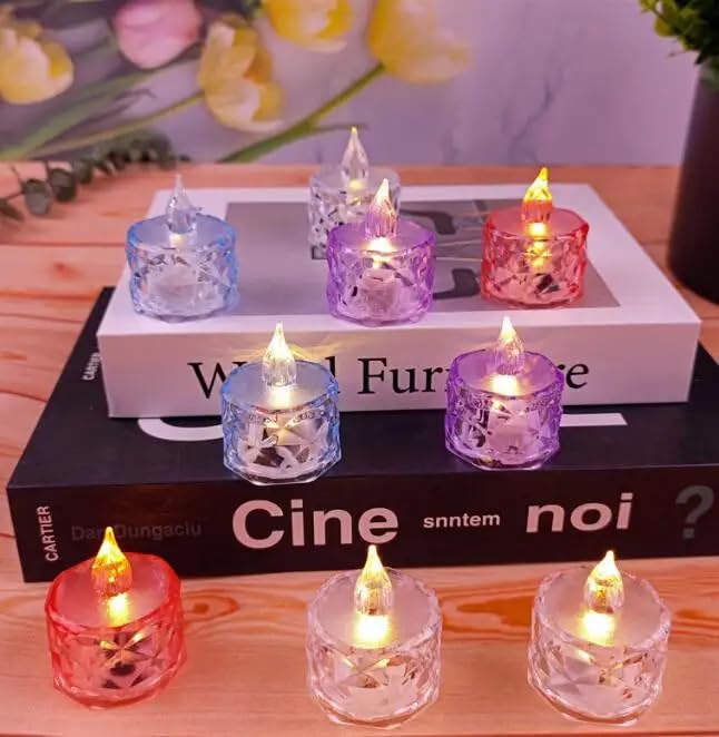 One94Store 6 Pcs Flameless and Smokeless Decorative Candles Transparent Acrylic Led Tea Light Candle for Christmas, Festival,Can