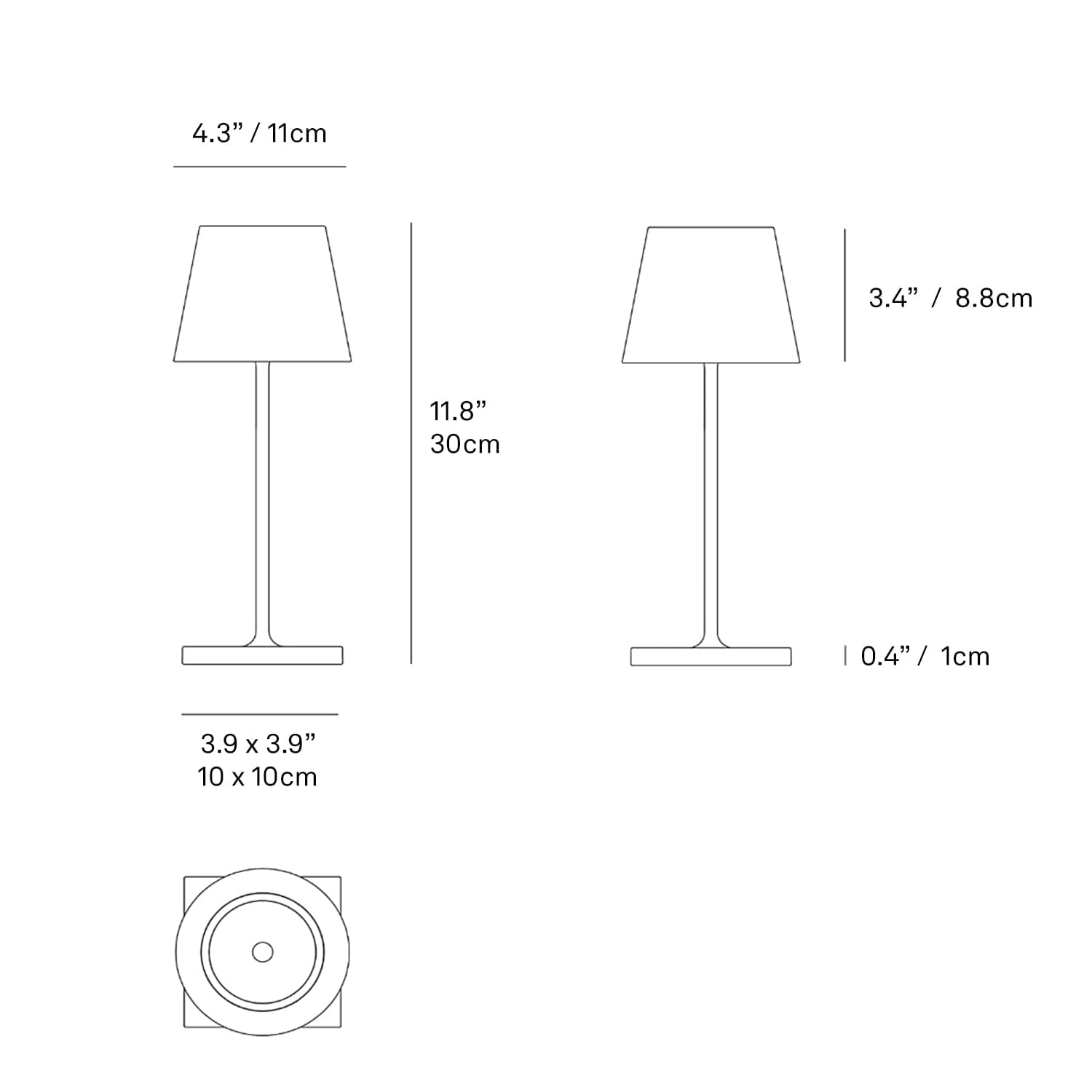 Zafferano Poldina Pro Mini Lamp Rechargeable Cordless 11.8in Black Aluminum Touch Control