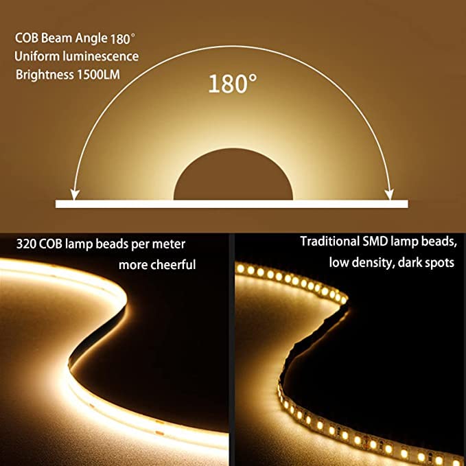 Mdee?Usb Cob Tape Light Led Strip.13.12Ft/4M- Flexible 5Mm Hidden Dc 5V Led Tape With 320 Leds/M For Warm White (4000K) Lighting. Cuttable  Shapeable  Usb Powered. Ideal For Kitchen