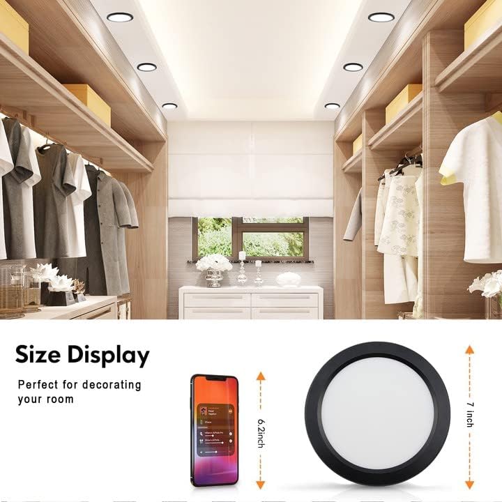 Novelux 7.3'' Flush Mount Ceiling Light Dimmable With Etl Cert, 5000K Black Led Ceiling Lights Ultra Thin Round Ceiling Light Fi