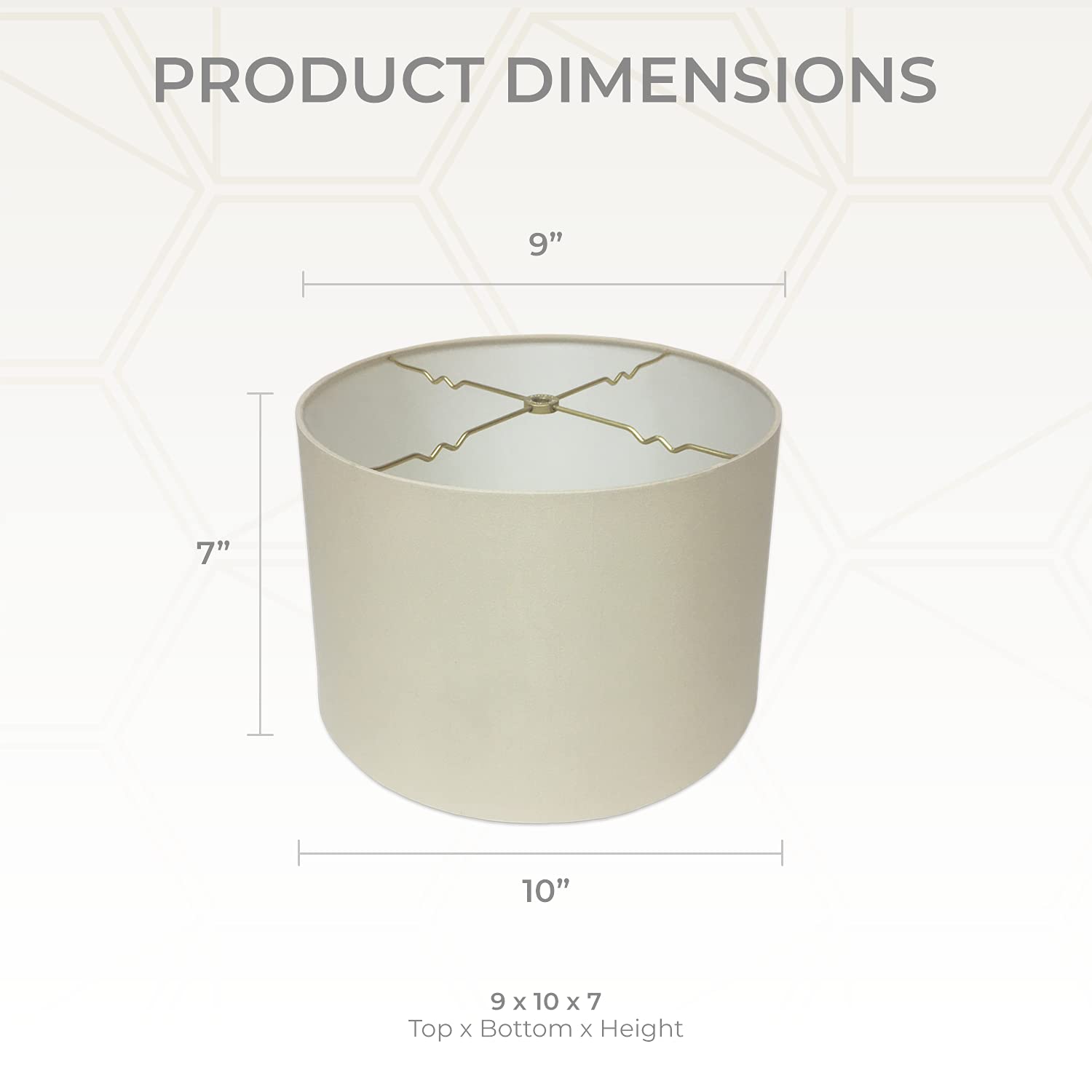 Royal Designs, Inc. Shallow Drum Lamp Shade, Fabric, Beige, 9 x 10 x 7, Model HB-610-10BG