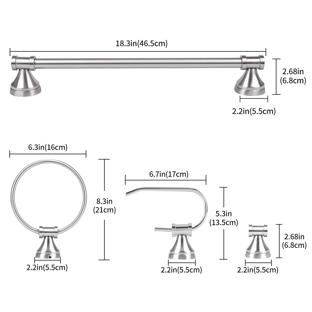 Partphoner 2-Light Bathroom Vanity Light Fixture Set, Brushed Nickel With Glass, 5 Pieces