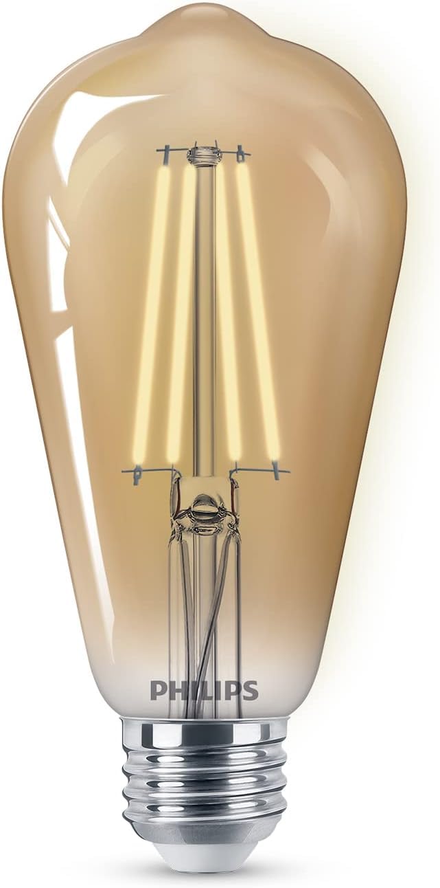 Philips LED Vintage ST19 Bulb 8.8W=75W Dimmable 700 Lumen 4 Pack Amber 2000K E26 Base