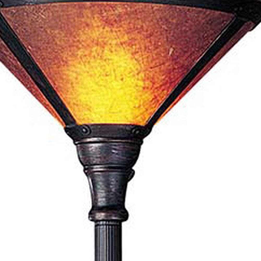 Homeroots 526336 71 In. Rusted Torchiere Floor Lamp With Dome Shade Brown