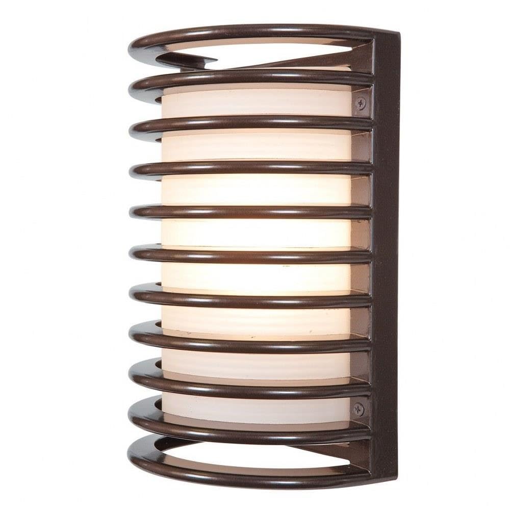 Access Lighting Bermuda LED Outdoor Wall Light 11in Bronze Finish Ribbed Frosted Glass Shade Model 20010LEDDMGLP-BRZ/RFR