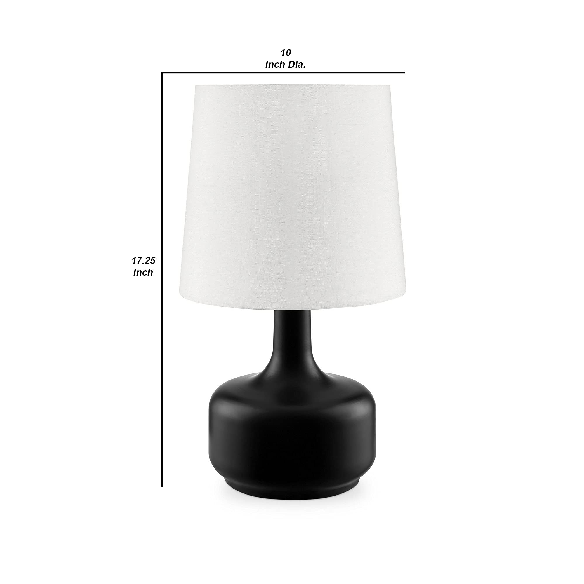 Benzara Bm240453 Table Lamp With Teardrop Metal Base & Fabric Shade, Black