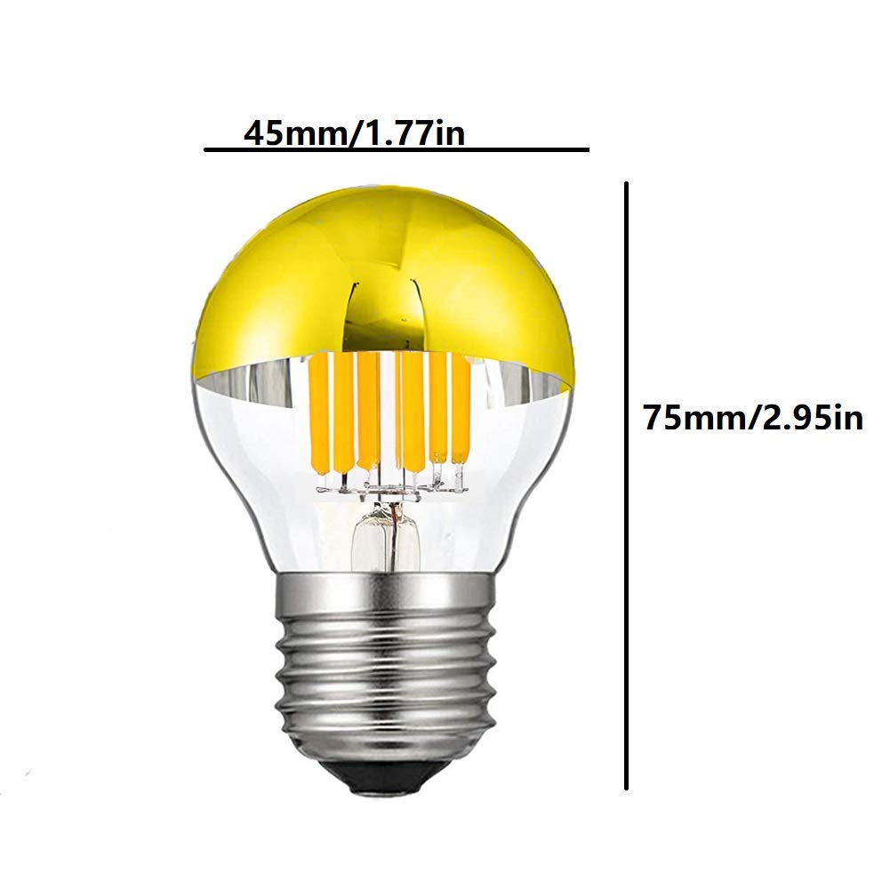 Lxcom Lighting 6W G45 Chrome Dimmable LED Bulb, Warm White 2700K, 60W Equivalent, E26/E27 Base, Glass, 4 Pack