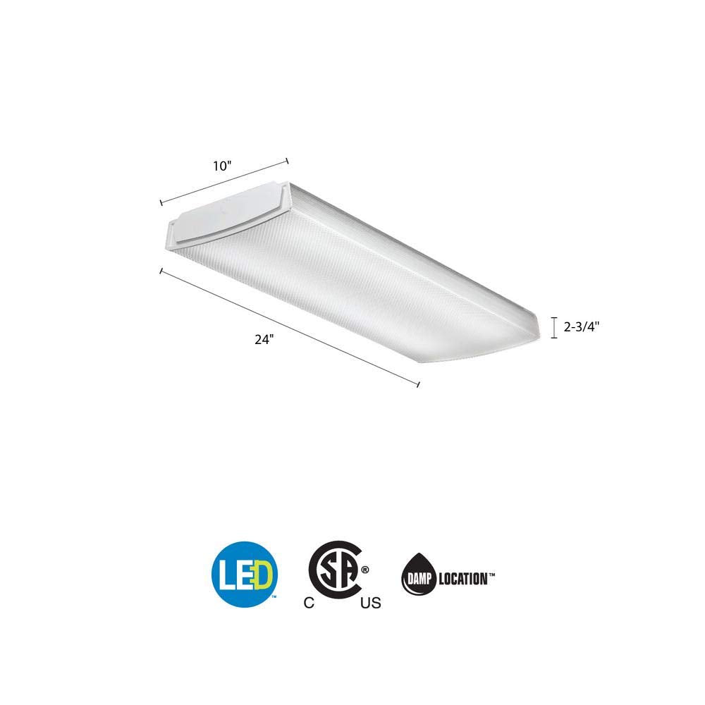 Lithonia Lighting LED Curved Wraparound Ceiling Light, 2-Foot, 2000 Lumens, 4000K, Acrylic, Model LBL2 LP840