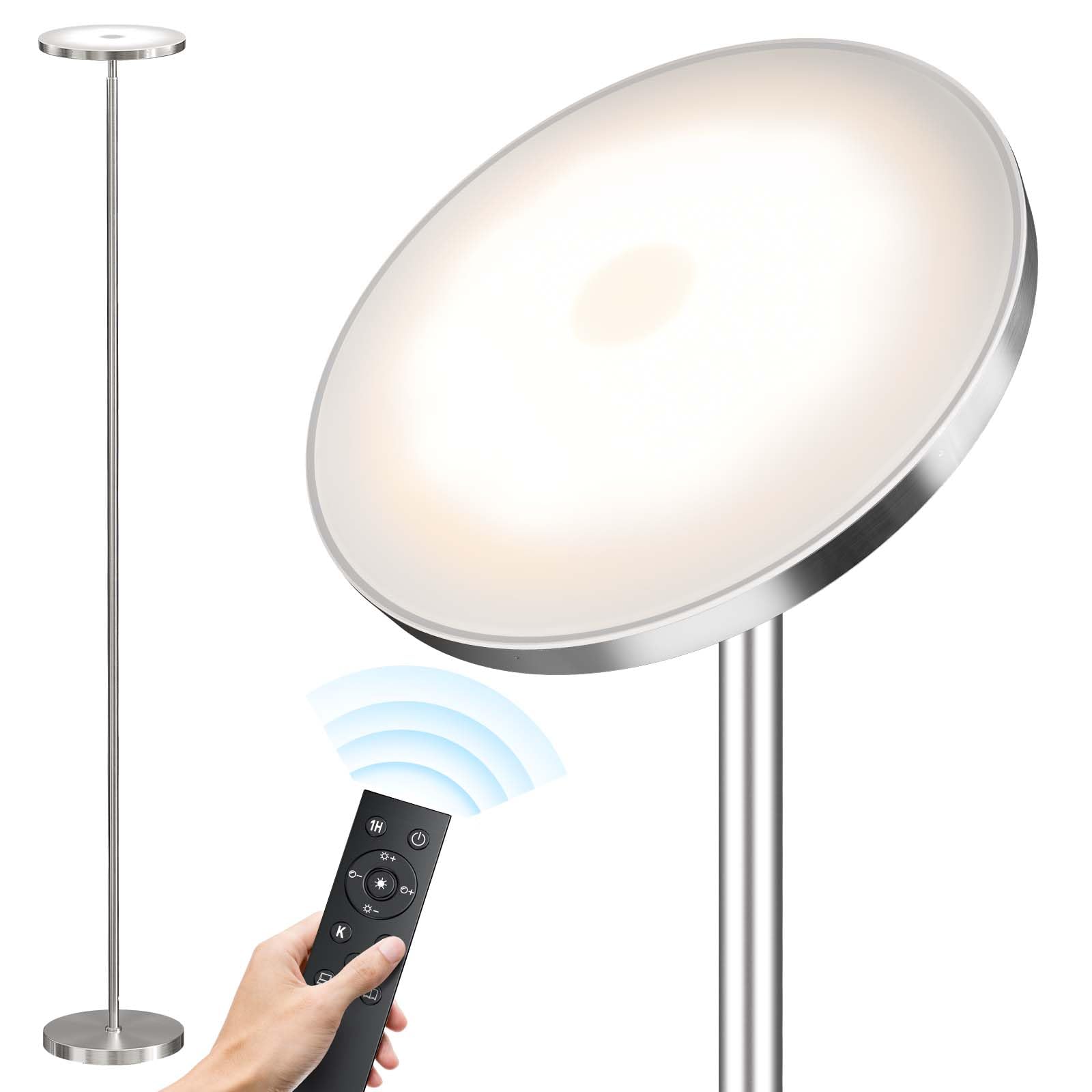 SUNMORY Floor Lamps for Living Room, 32W/3000LM Super Bright LED Floor Lamp with Remote Control, 69 Tall Standing Lamp with Step