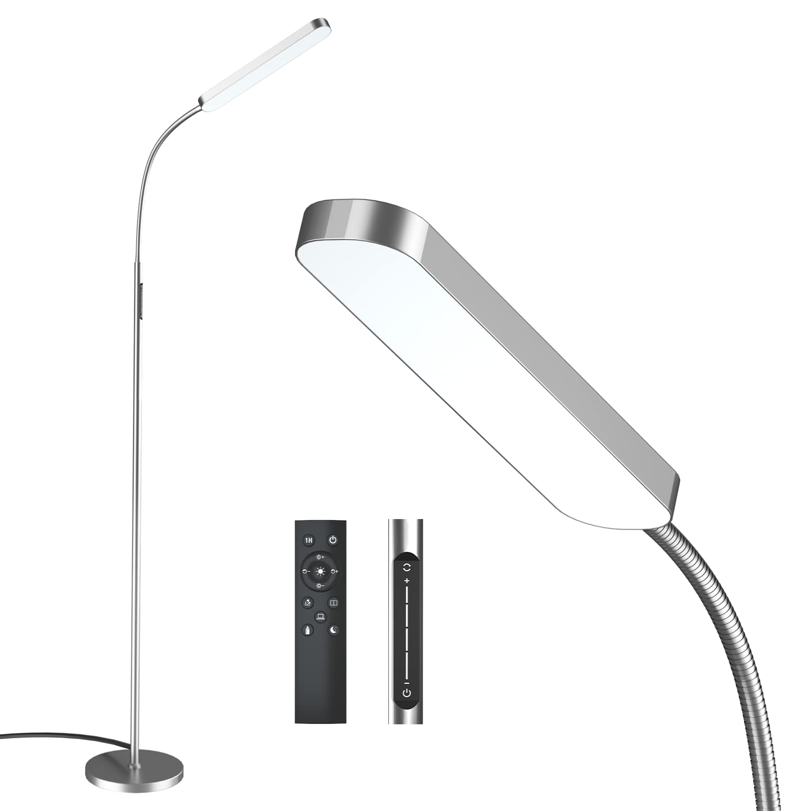 Wio-Mio Led Floor Lamp With 4 Color Temperature And Stepless Dimmer, Remote And Touch Control Floor Lamp, Adjustable Gooseneck S