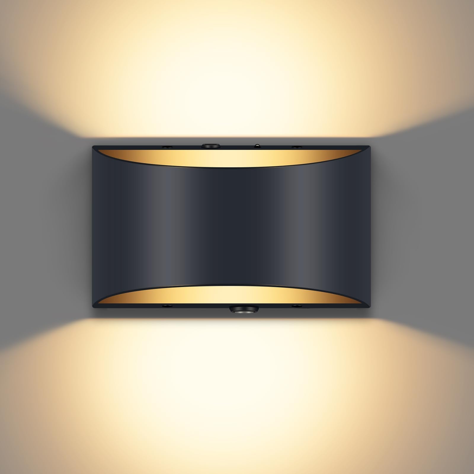 Aiilsmp Battery Operated Wall Sconce, Remote Control, 50W Equivalent, Dimmable 3000K-6500K, Black, Aluminum, Model AW009
