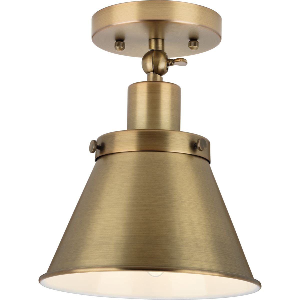 Progress Lighting P350199-163 Transitional One Light Flush Mount From Hinton Collection In Brass Finish, 10.00X8.25X8.25
