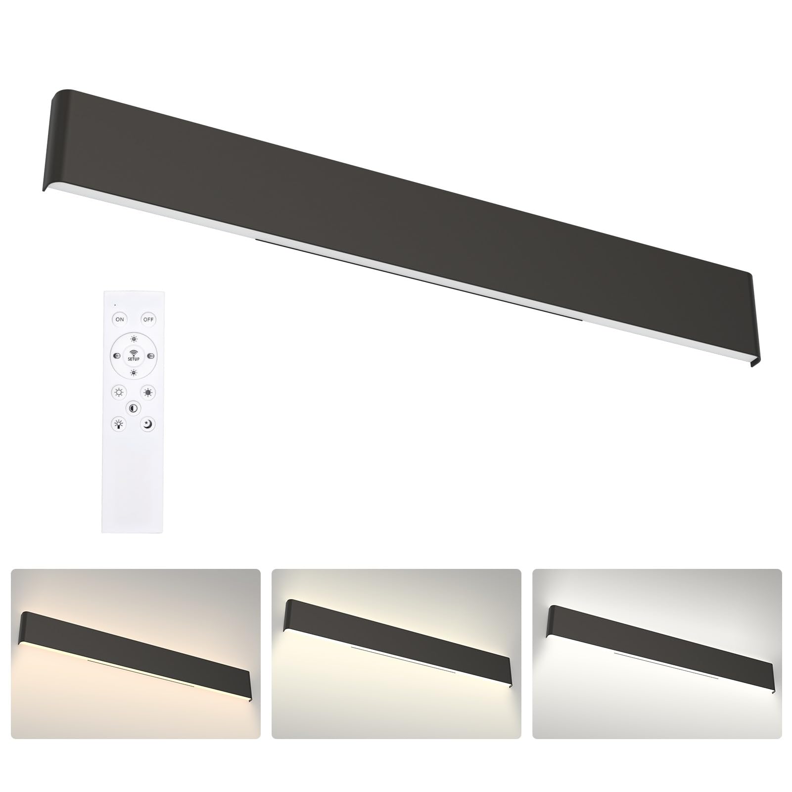Aipsun Vanity Light Fixture - 43.3in Dimmable LED, Adjustable Color Temperature, Aluminum, Remote Control, Model A065-110cm-Remote