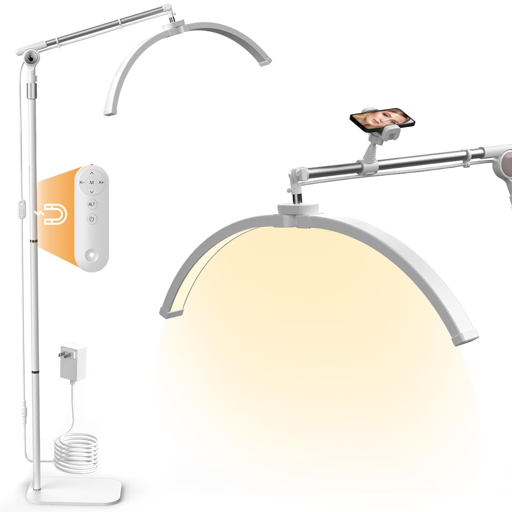 Janolia Floor lamp, Lash Light for Eyelash Tech, LED Half Moon Light Lash Lamp, Esthetician Light for Lash Tech, Tattoo, Beauty 