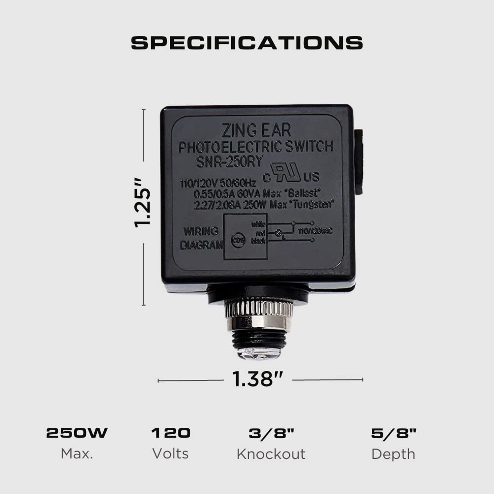 Four-Bros Lighting 120V Dusk to Dawn Photocell Light Sensor Switch, Auto On/Off, Clear, Pack of 10