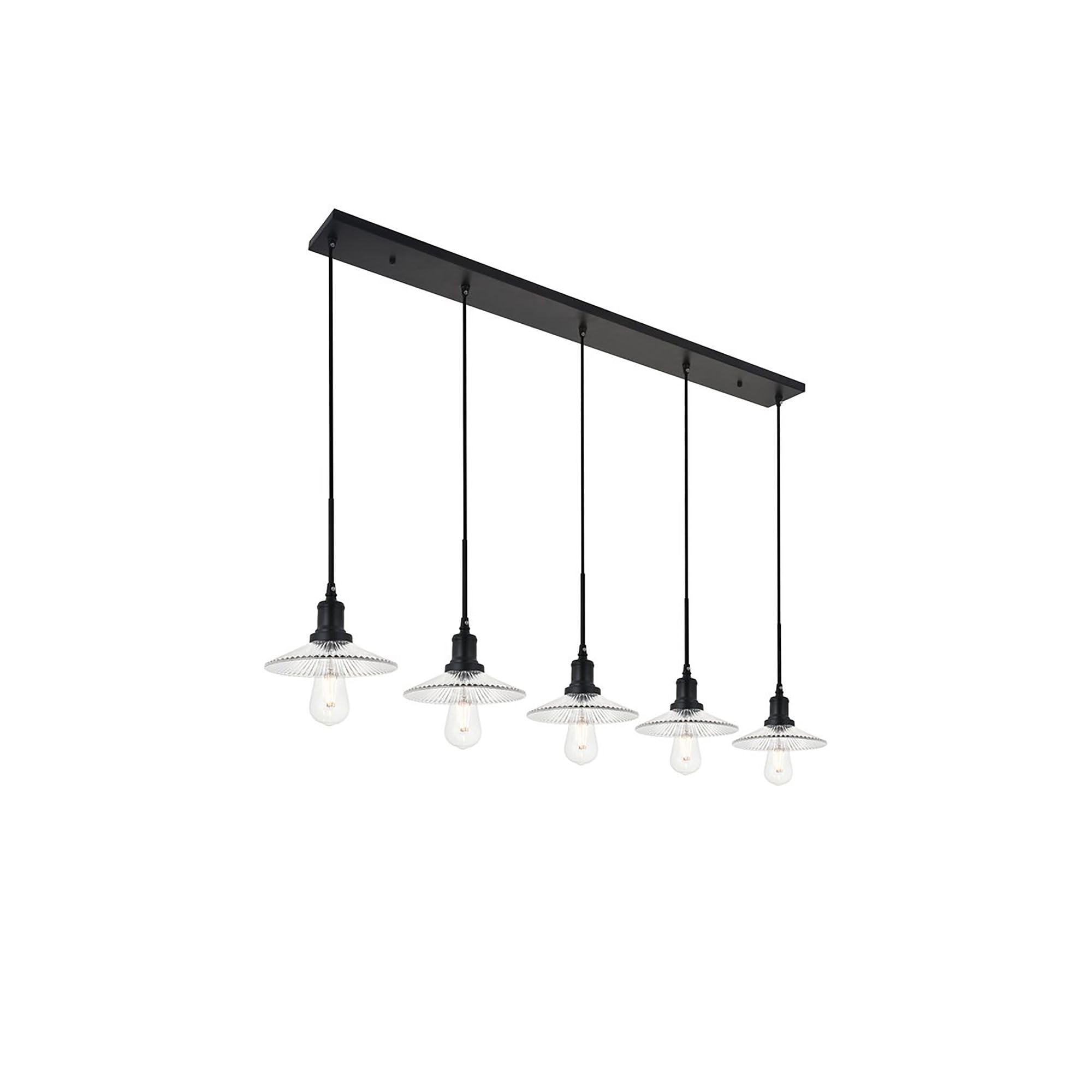 Elegant Lighting Modern Black 5-Light Ceiling Pendant, Indoor Decorative Fixture, 49&quot;L X 9&quot;W