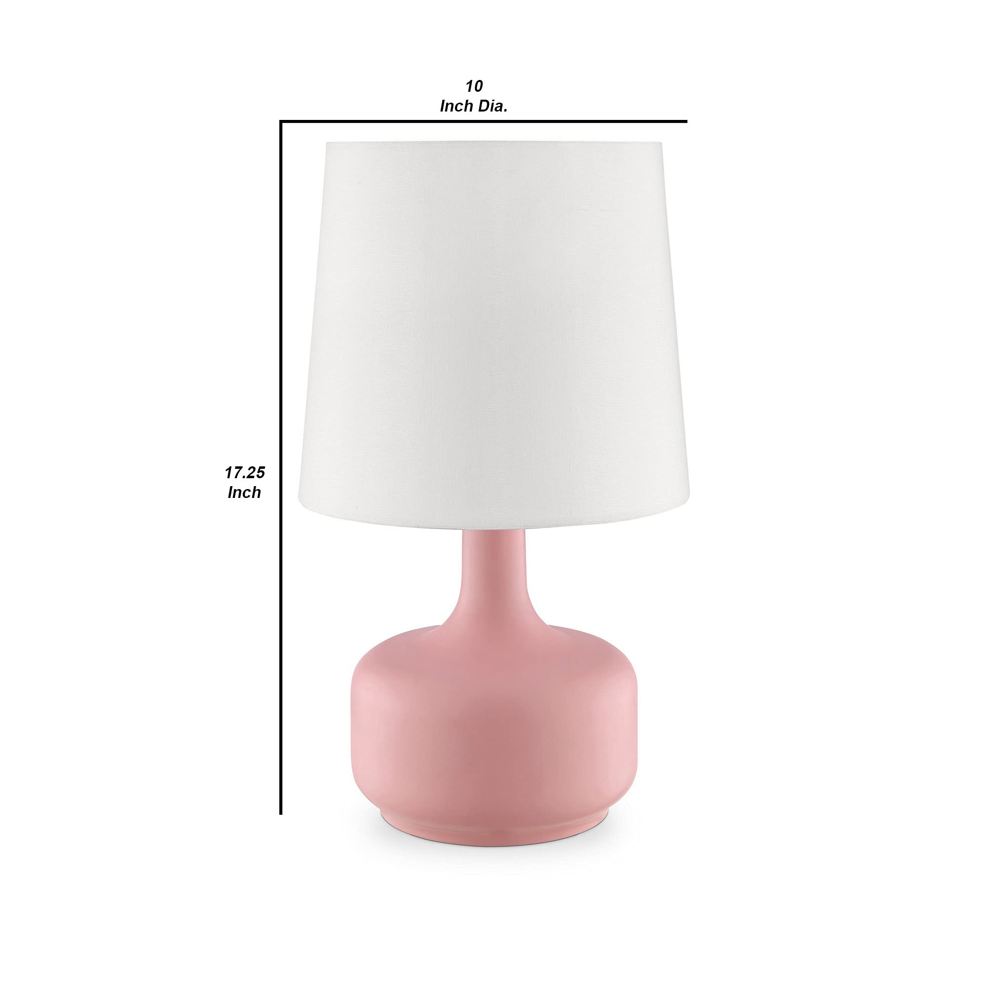 Benzara Bm240454 Table Lamp With Teardrop Metal Base & Fabric Shade, Pink