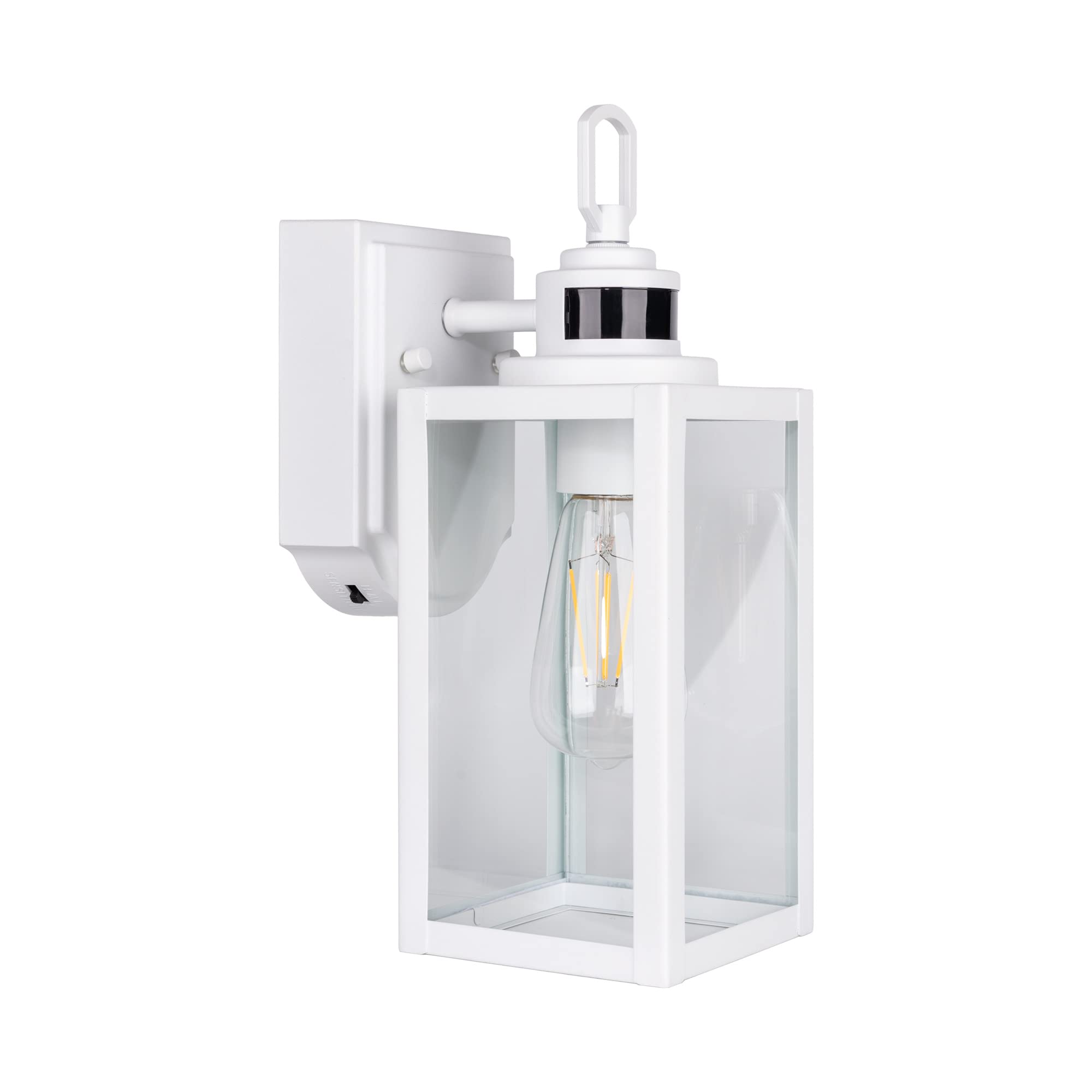 Gruenlich Dusk To Dawn Outdoor Wall Lantern With Pir Sensor, 60W E26 Base, 2-Pack, White