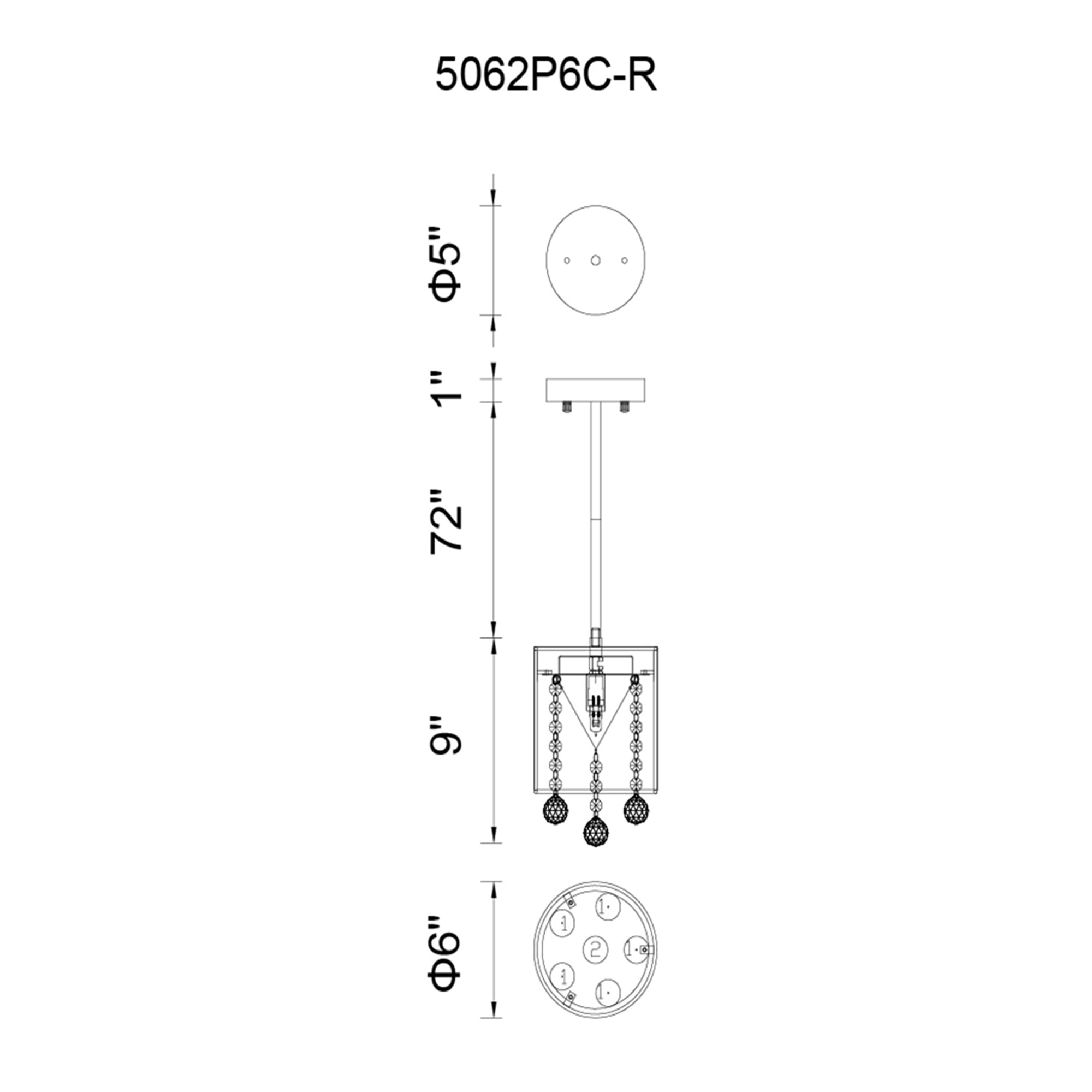 Cwi Lighting Chrome/Clear Metal Mini Pendant With Drum Shade - 1 Light Ceiling Fixture