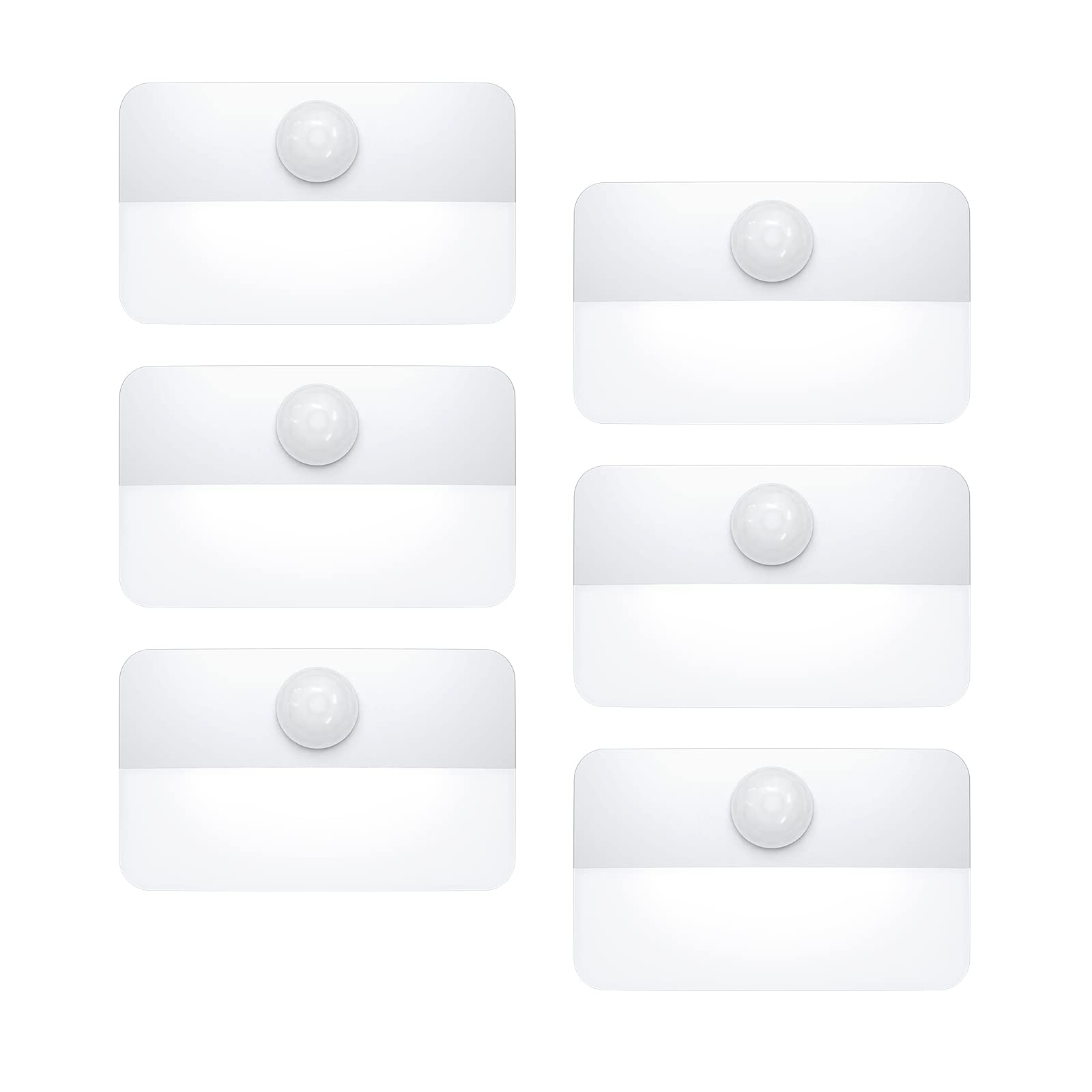 AMIR Mini Motion Sensor Light, Cordless LED Night Light, Battery-Powered, Pack of 6, White