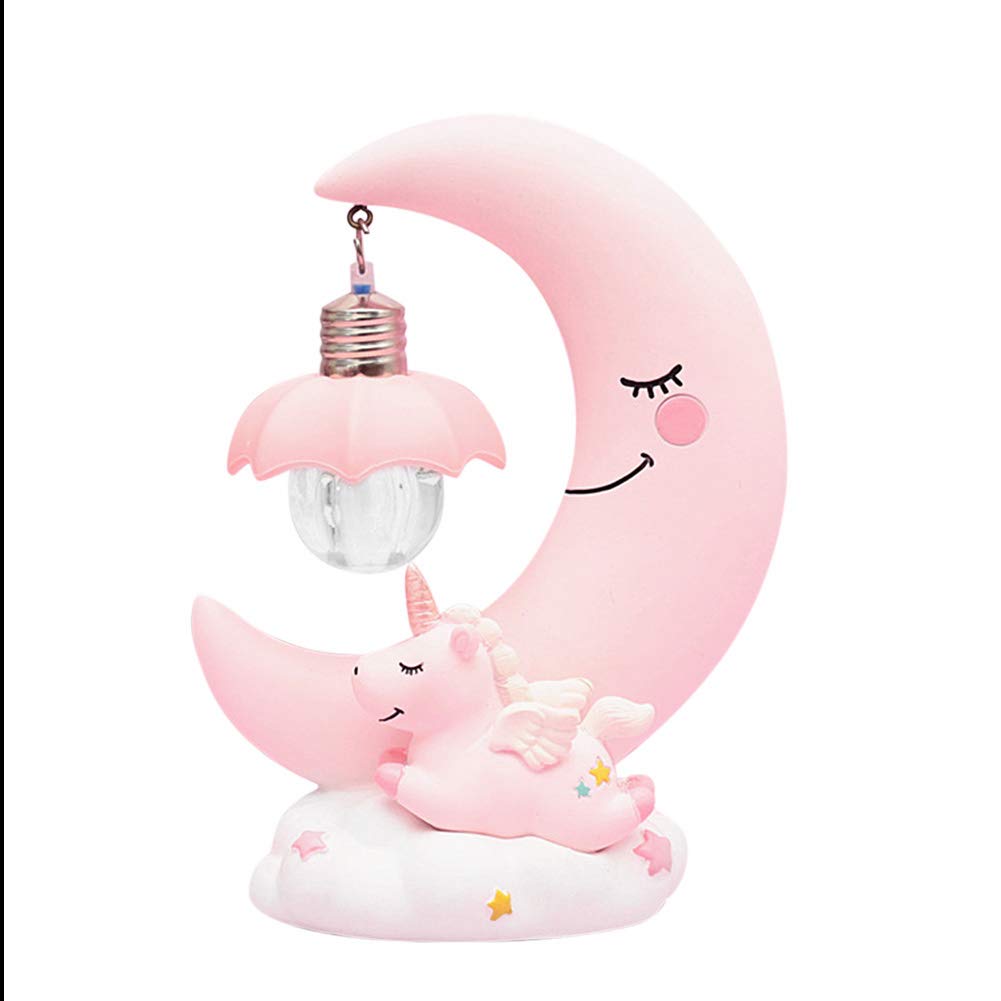 Hilitand Cartoon Moon LED Night Light Baby Nursery Lamp Ornaments Bedside Table Lamp Kids for Home Decoration ()