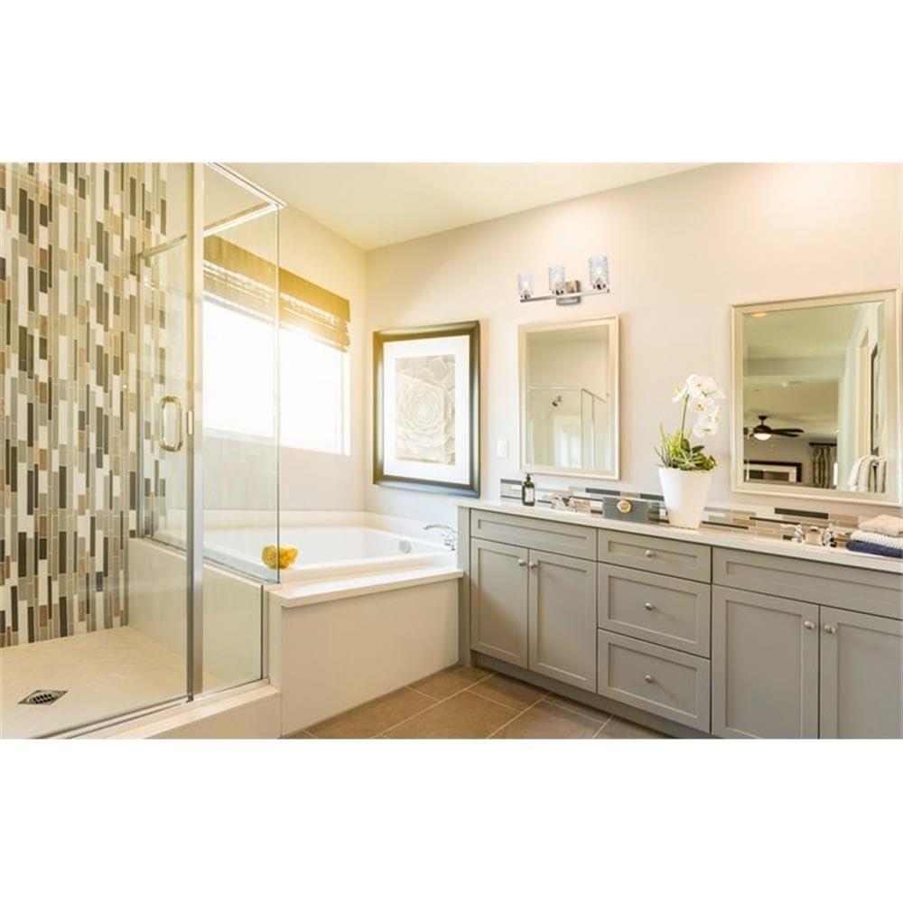 Living District Indoor Modern Home Decorative Bright Ceiling Cassie 3 Lights Bath Sconce in Satin Nickel with Clear Shade
