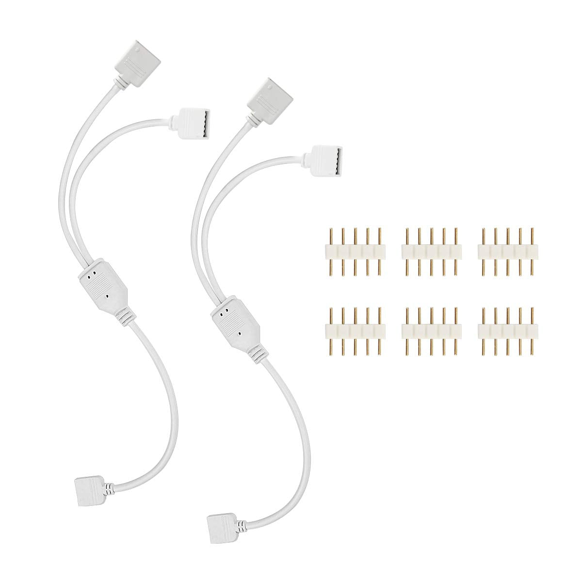 SUPERNIGHT LED Strip Splitter Connector 5-Pin Y-Splitter Cables for 12mm Wide 5050 3528 RGBW LED Light Strips, Model HD8069,