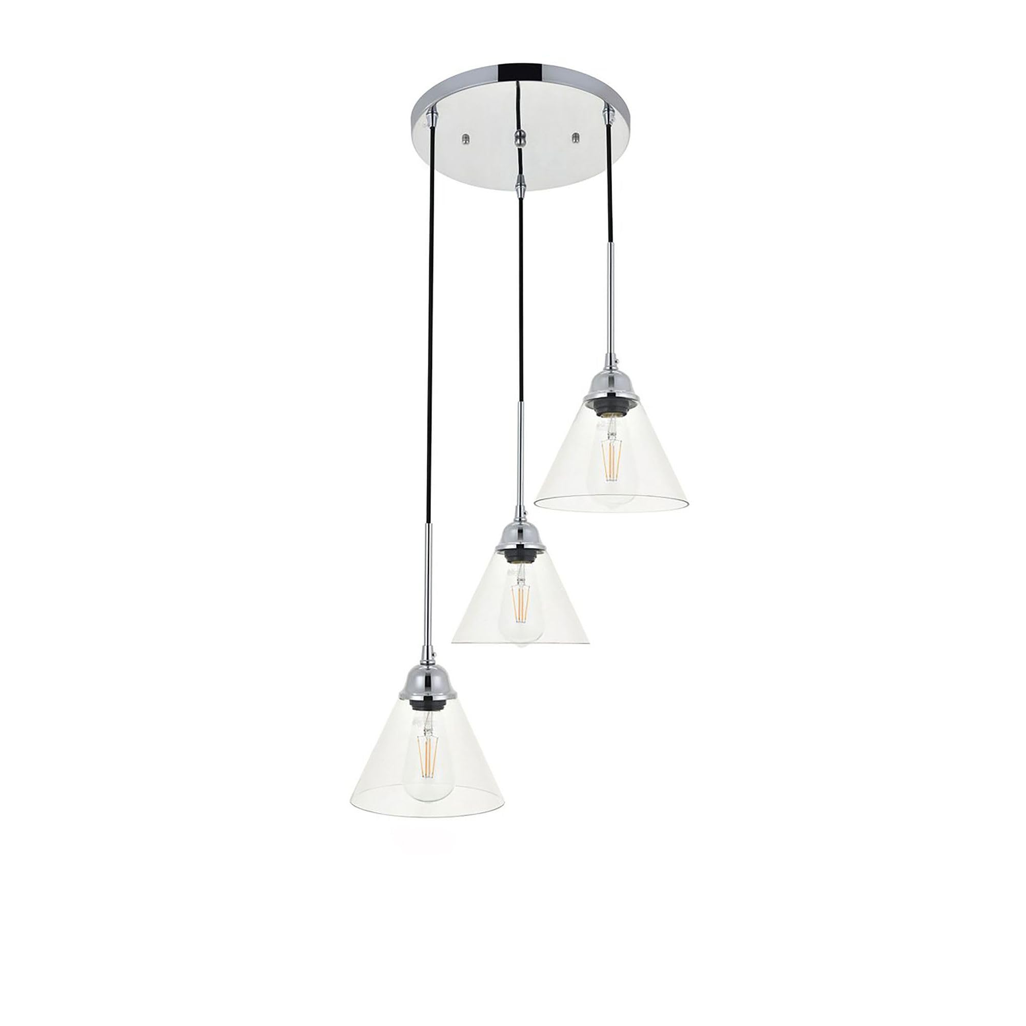 Living District Chrome 3-Light Pendant Light – Modern Indoor Ceiling Fixture, 17.9&quot;W X 7.1&quot;H