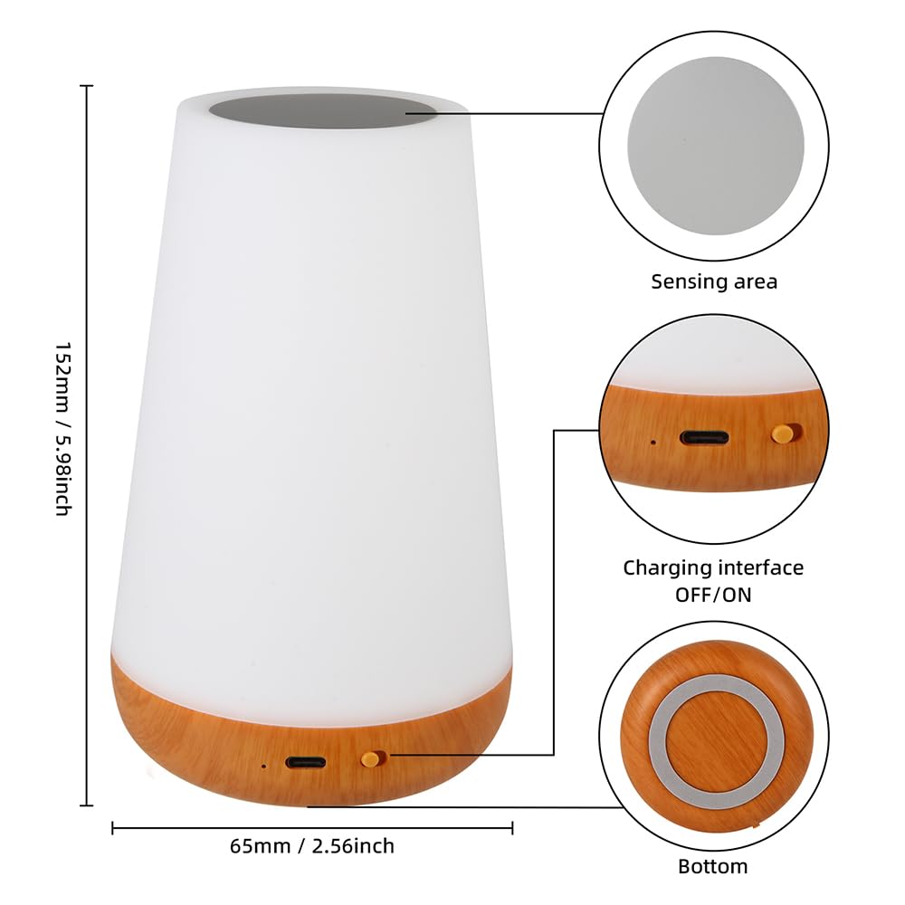 Luxxflour Night Light Lamp, Dimmable Touch Lamp For Bedroom, Portable Table Bedside Lamp, 5 Brightness & 13 Rgb Colors, Night Li