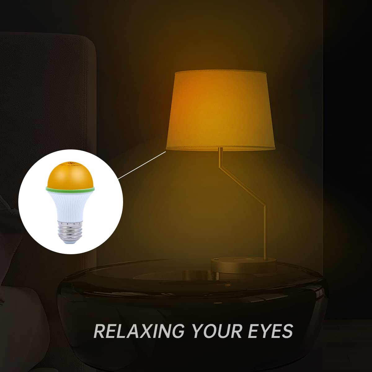 KINUR A15 3W Amber Warm Light Bulbs - E26 Medium Base - 25W Equivalent - 4 Pack