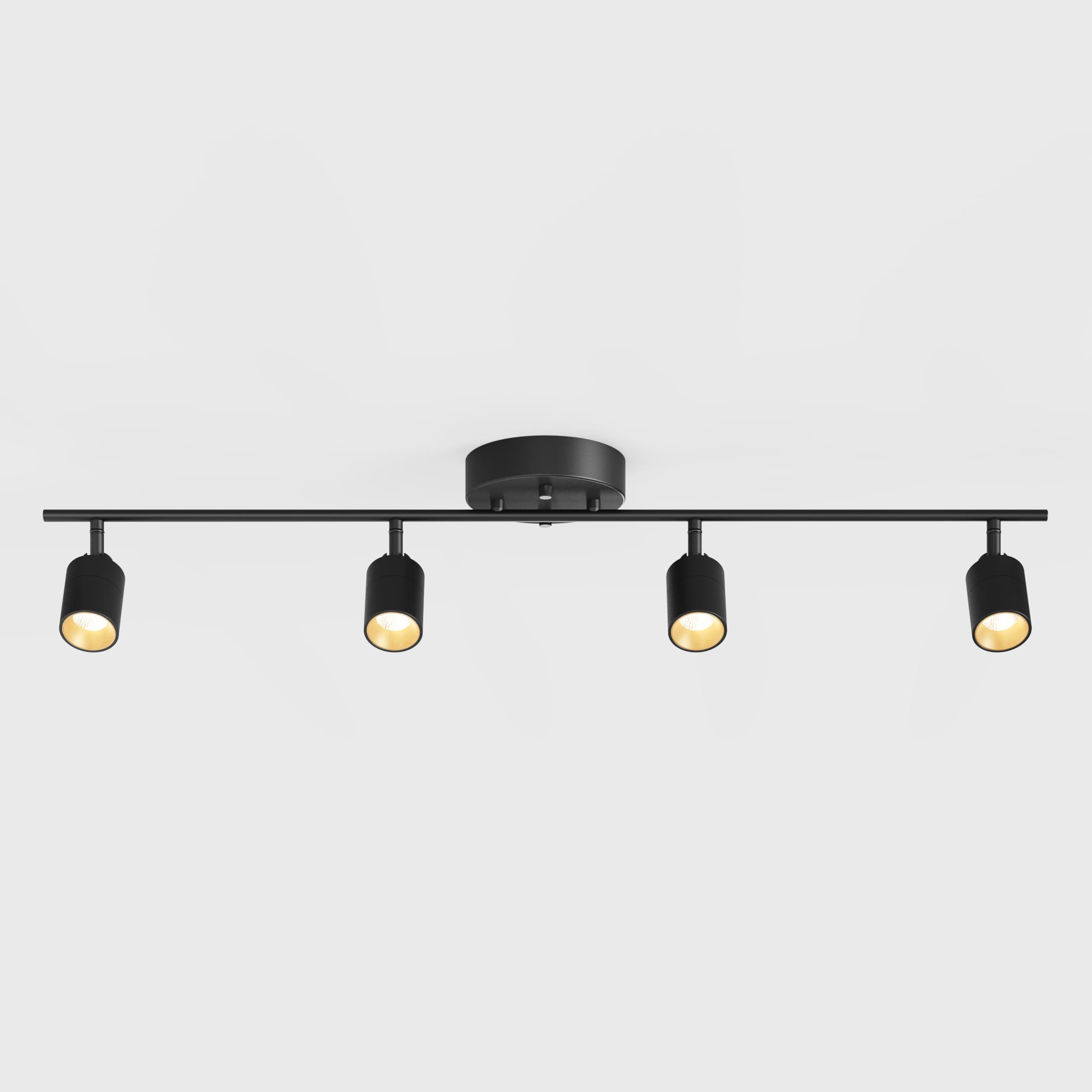 Shura Black 4-Light Track Light with Adjustable Heads, Integrated LED Bulbs, 3 ft. Track Lighting Kit Ceiling Light, 3000k, 2240