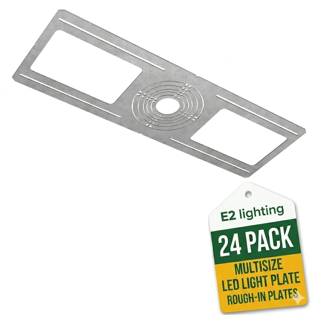 E2 Lighting 24-Pack LED Recessed Light Pre-Mounting Plate, 3-4-6 Inch Round Hole, New Construction Rough in Bracket, Steel Housi