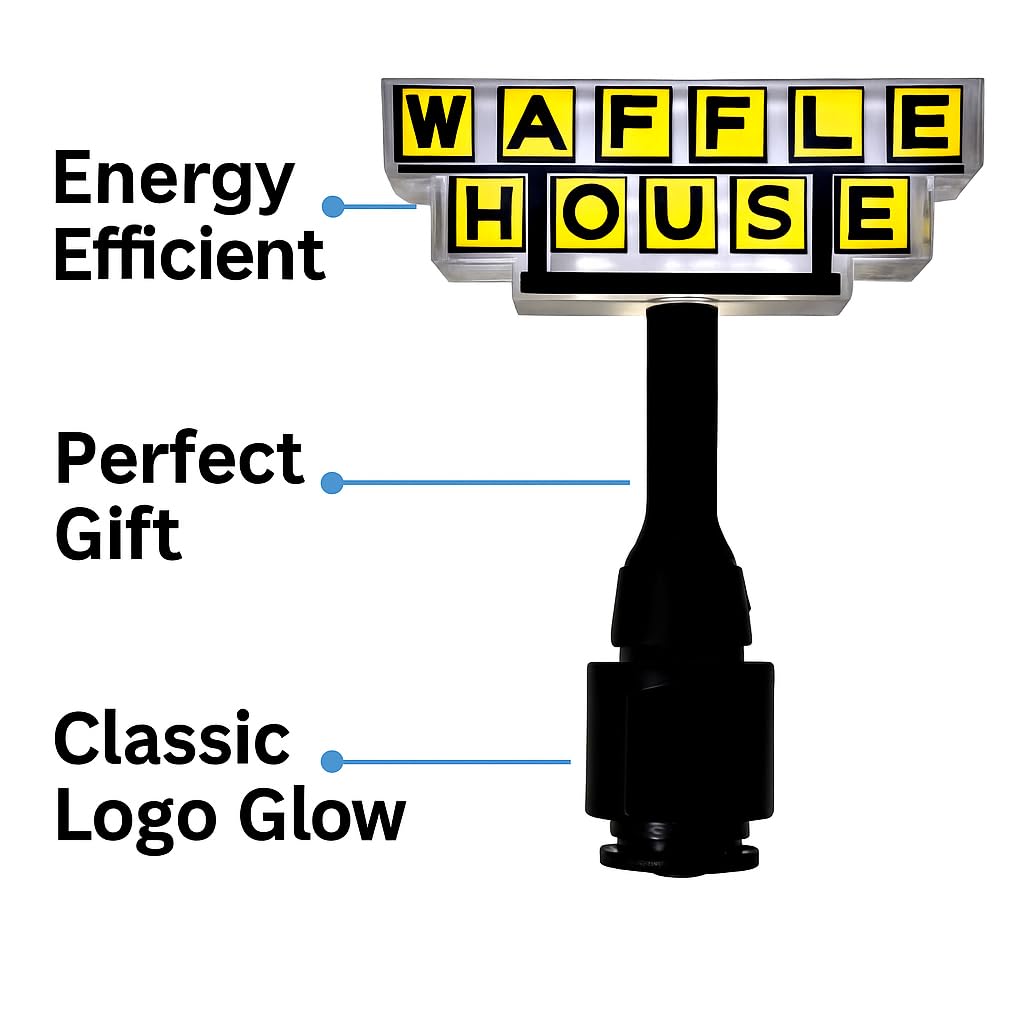 Waffle House Plug-in Night Light - Classic Logo Glow Inspired by The Iconic Restaurant for Hallways, Bedrooms & Retro-Waffle Lov